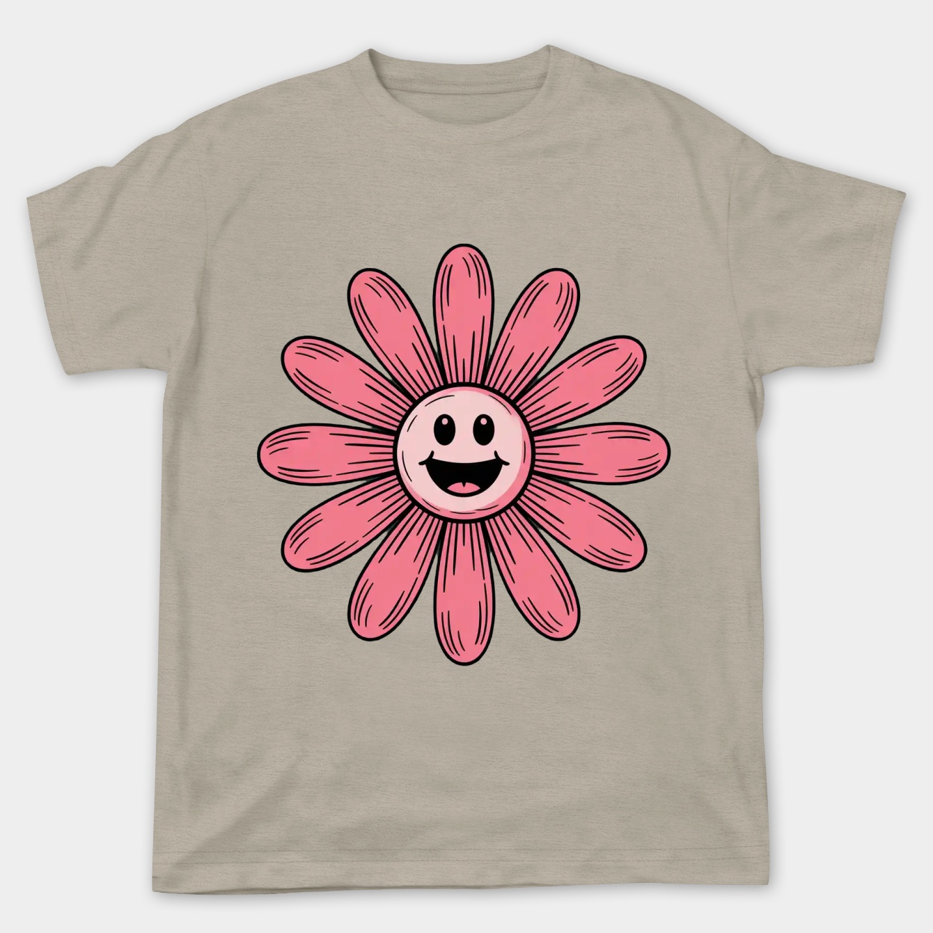 Pink Daisy with a Face Women's Plus Size T-shirt