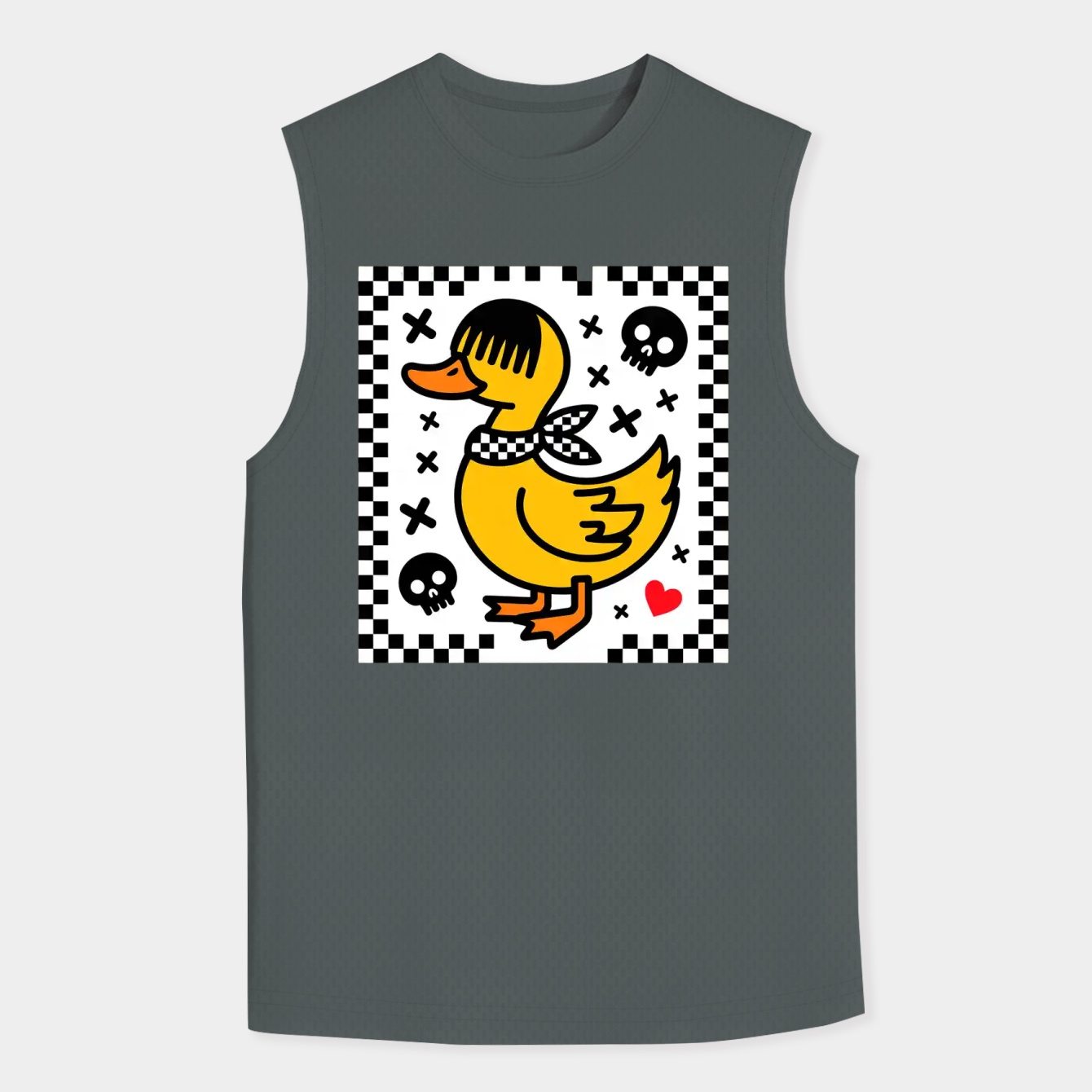 Emo Duck with Checkered Border Men's Big & Tall Tank Top