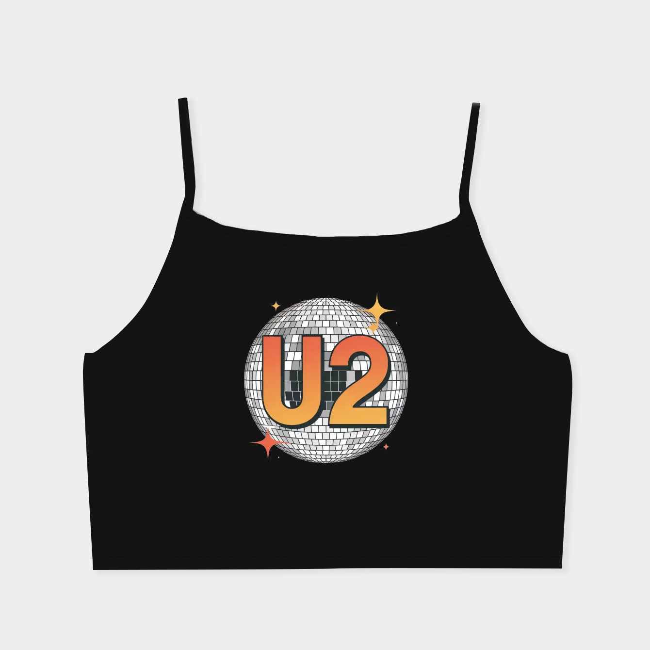 U2 Disco Ball Orange Women's  Spaghetti Strap Tank Top