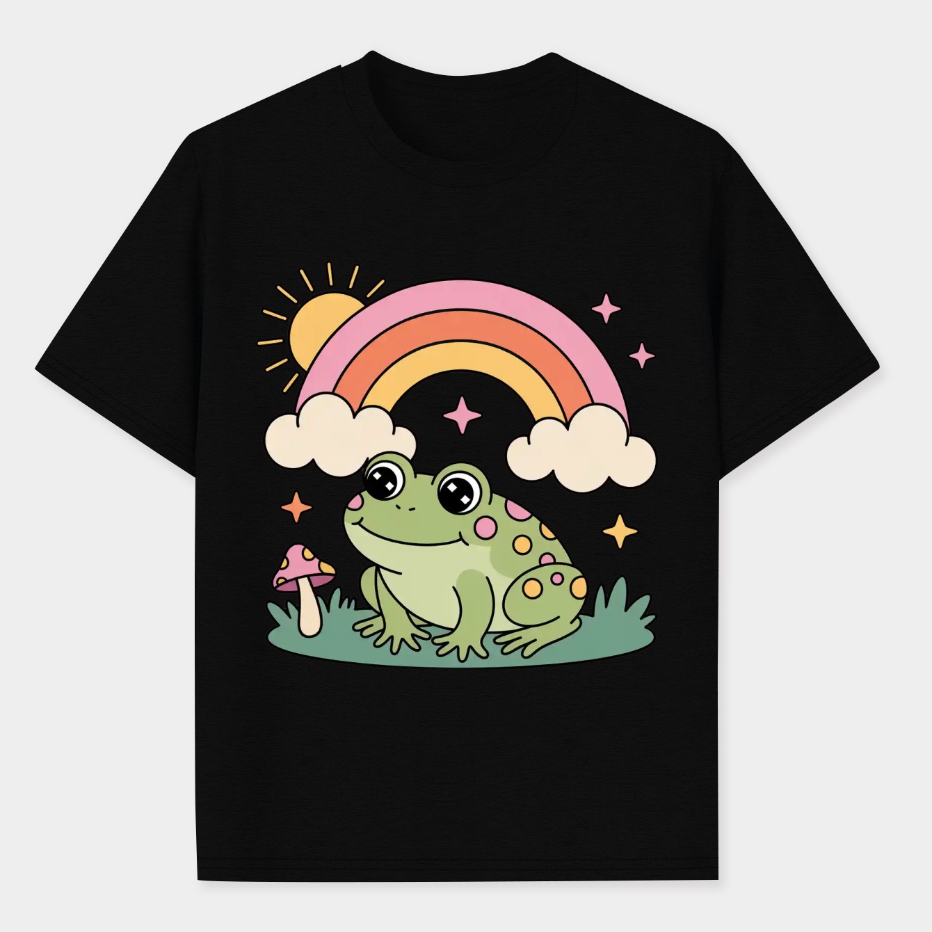Cute Kawaii Frog, Retro Sunset