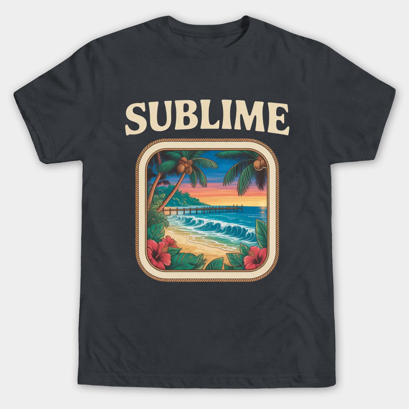 Cream Frame Long Beach Men's Big & Tall T-shirt