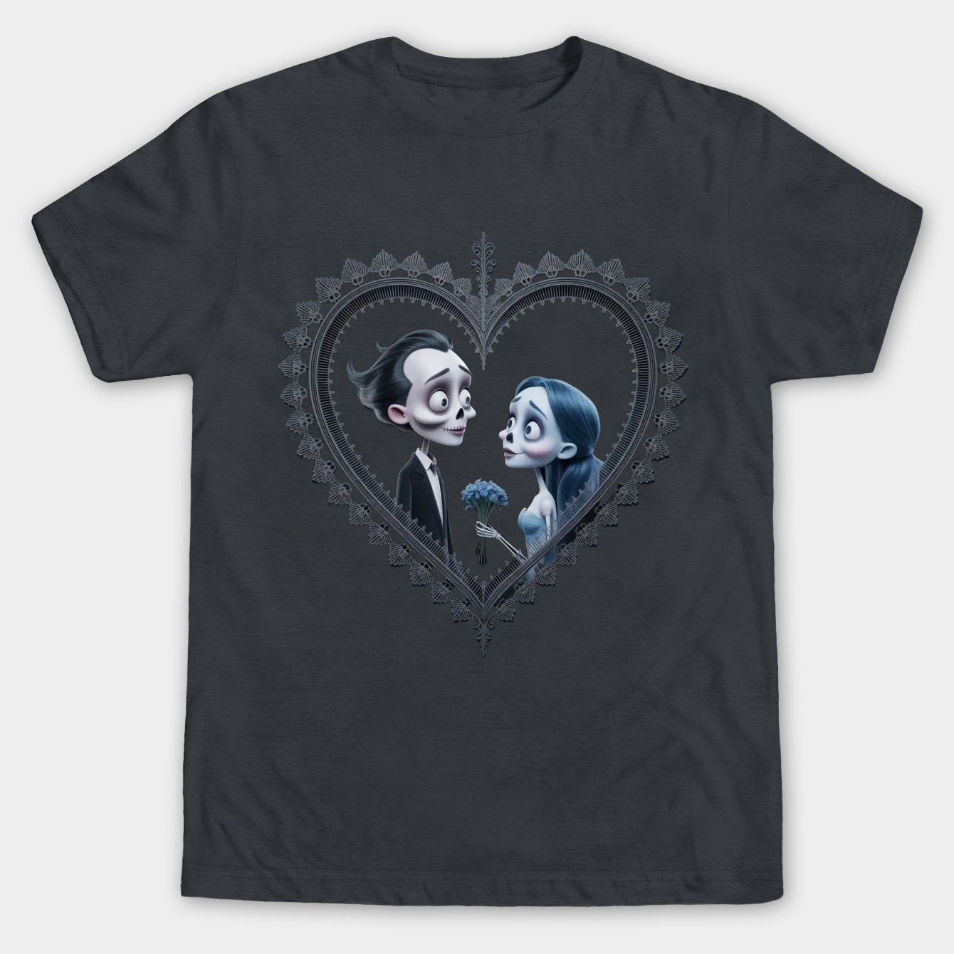 Corpse bride goth heart frame wedding Men's Big & Tall T-shirt