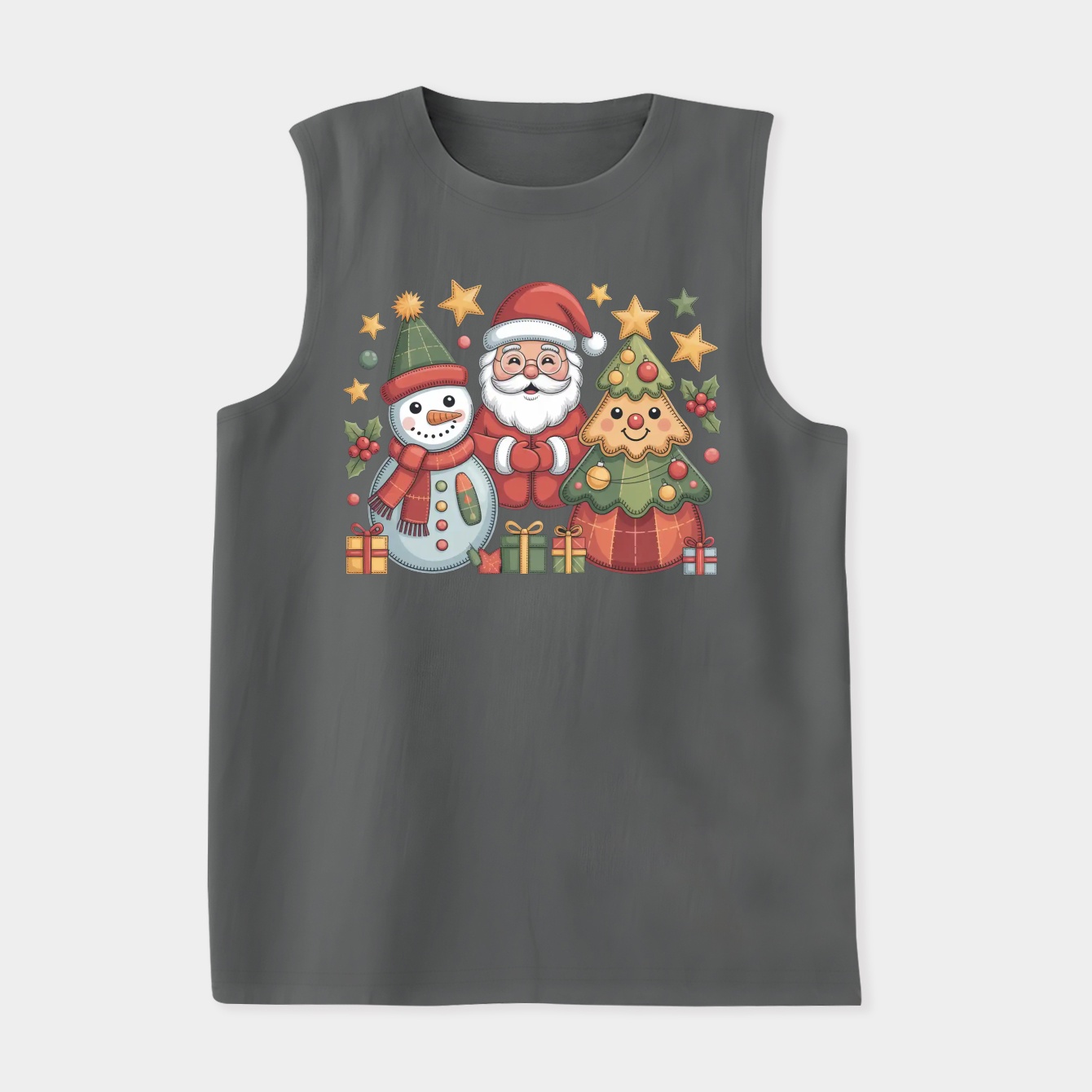 Snowman Santa Tree Patchwork Christmas Women's Soft Tank Top
