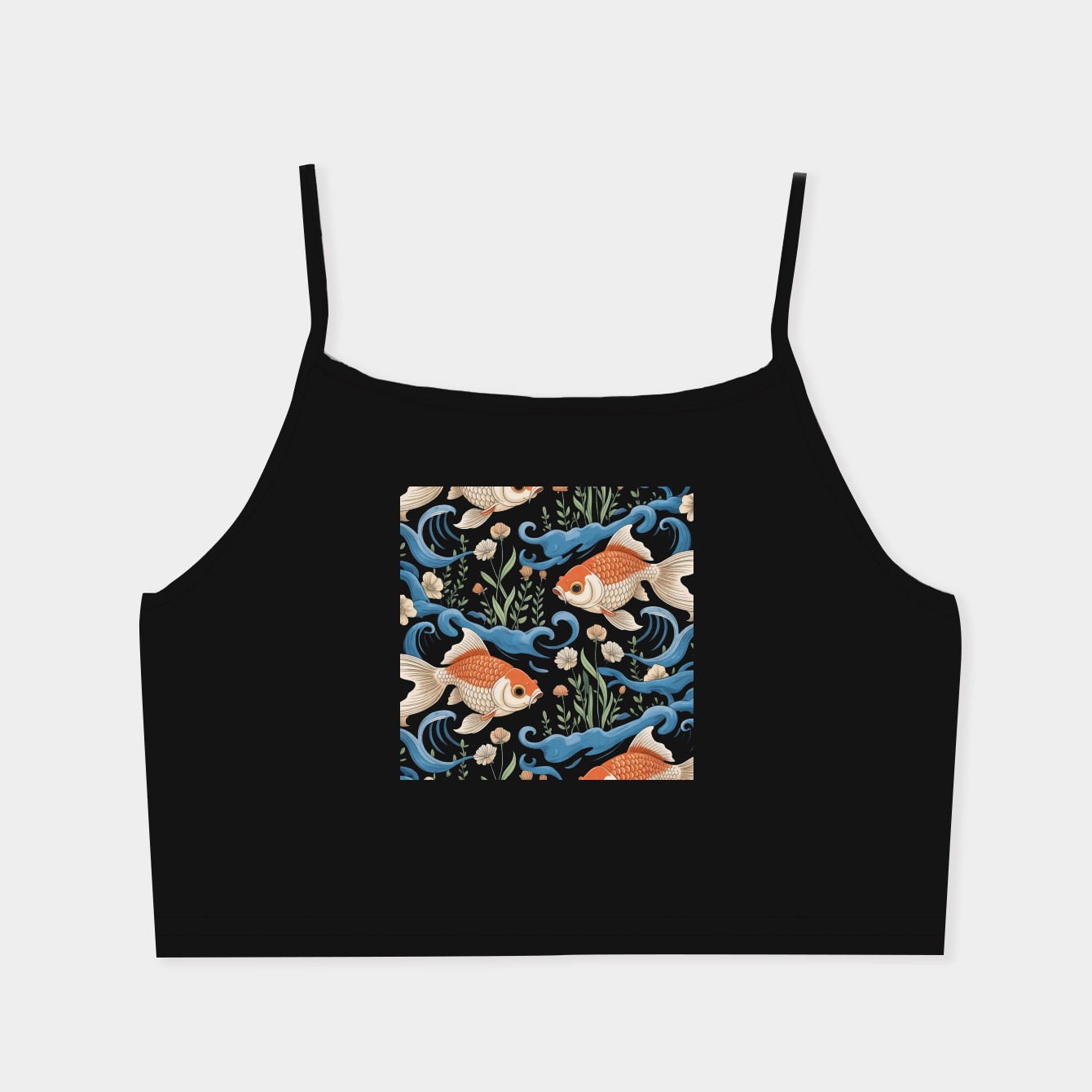 Gold Fish Pattern Women's Spaghetti Strap Tank Top
