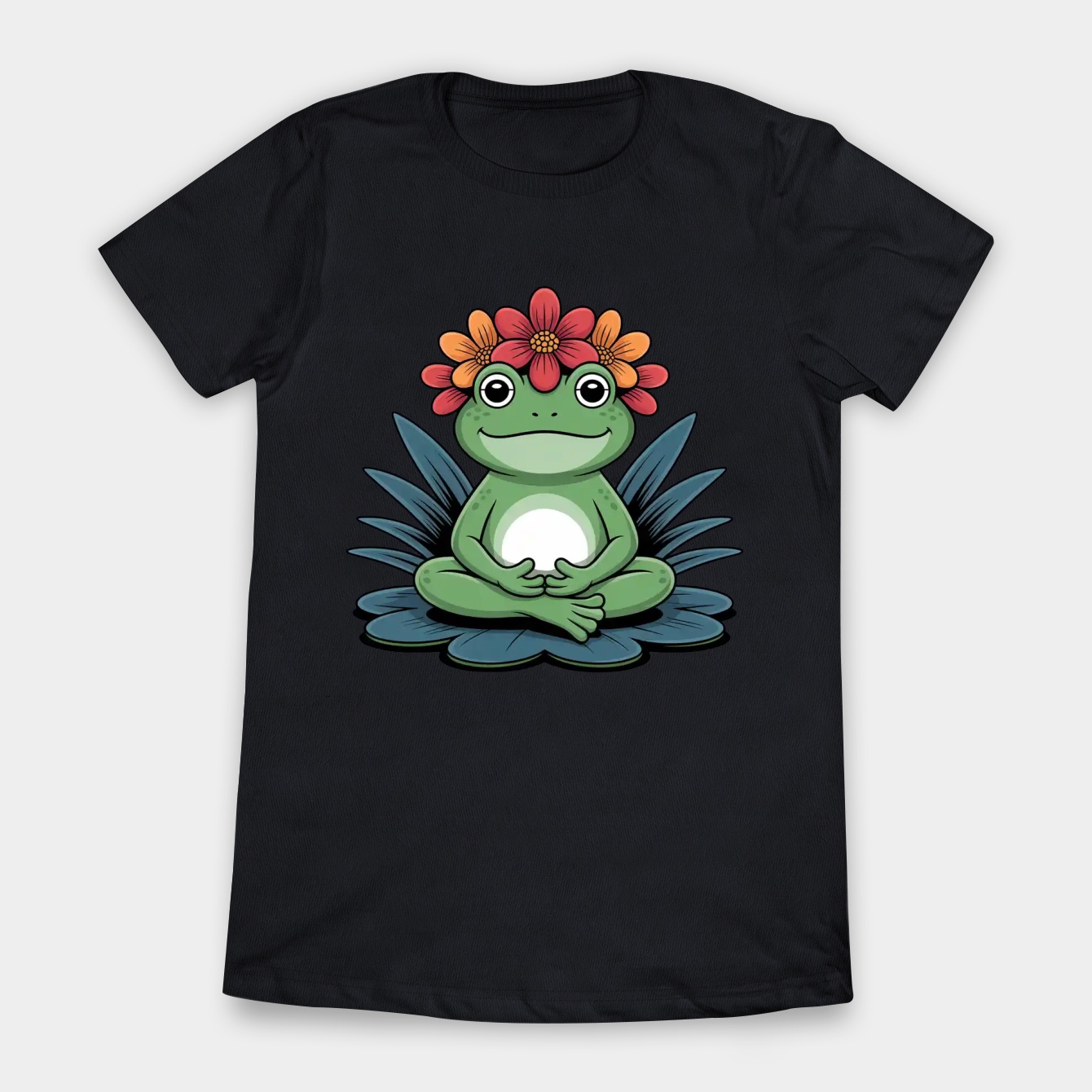 Cool Flower-Crowned Frog Butt Women's T-Shirt