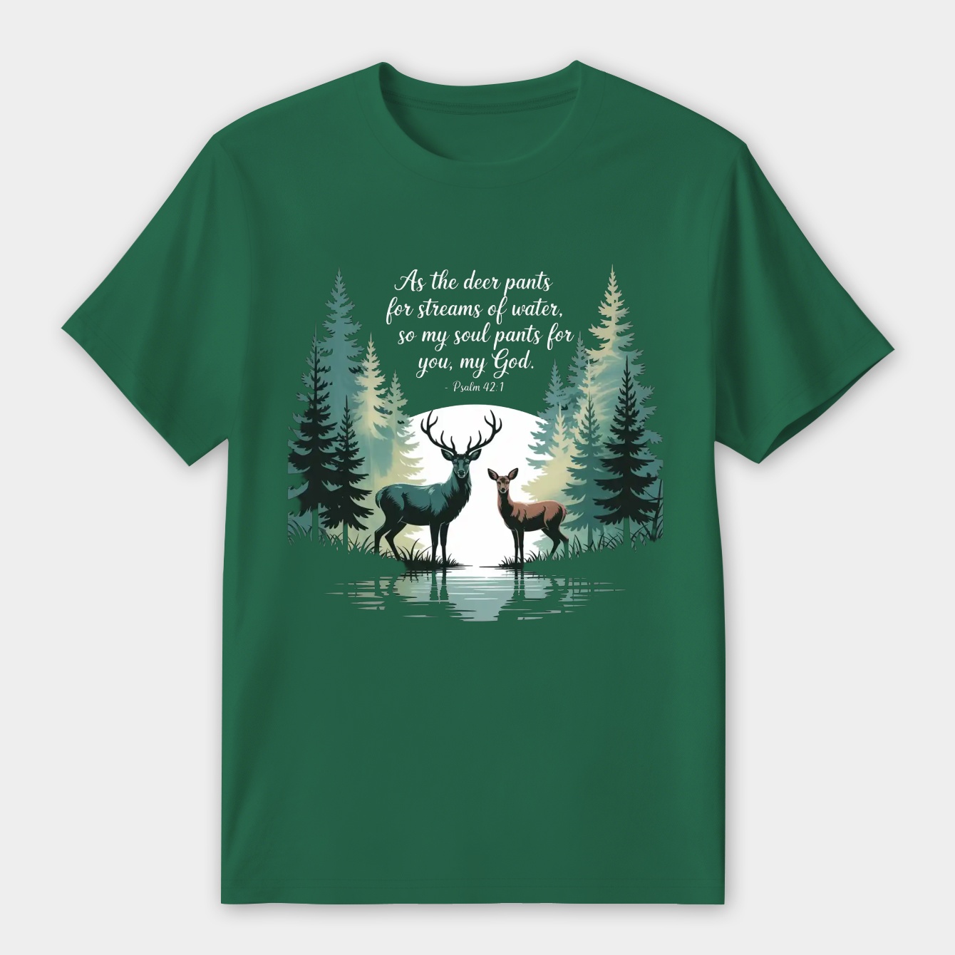 Psalm 42:1 Forest Deer Scripture Women's Premium Soft T-Shirt
