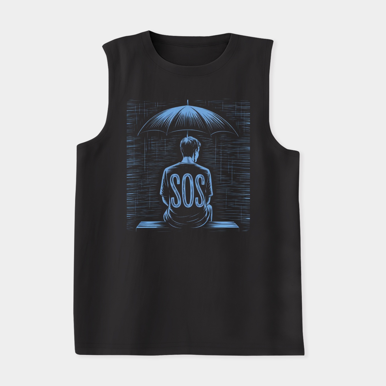 Blue SOS Drawing Women's Soft Tank Top