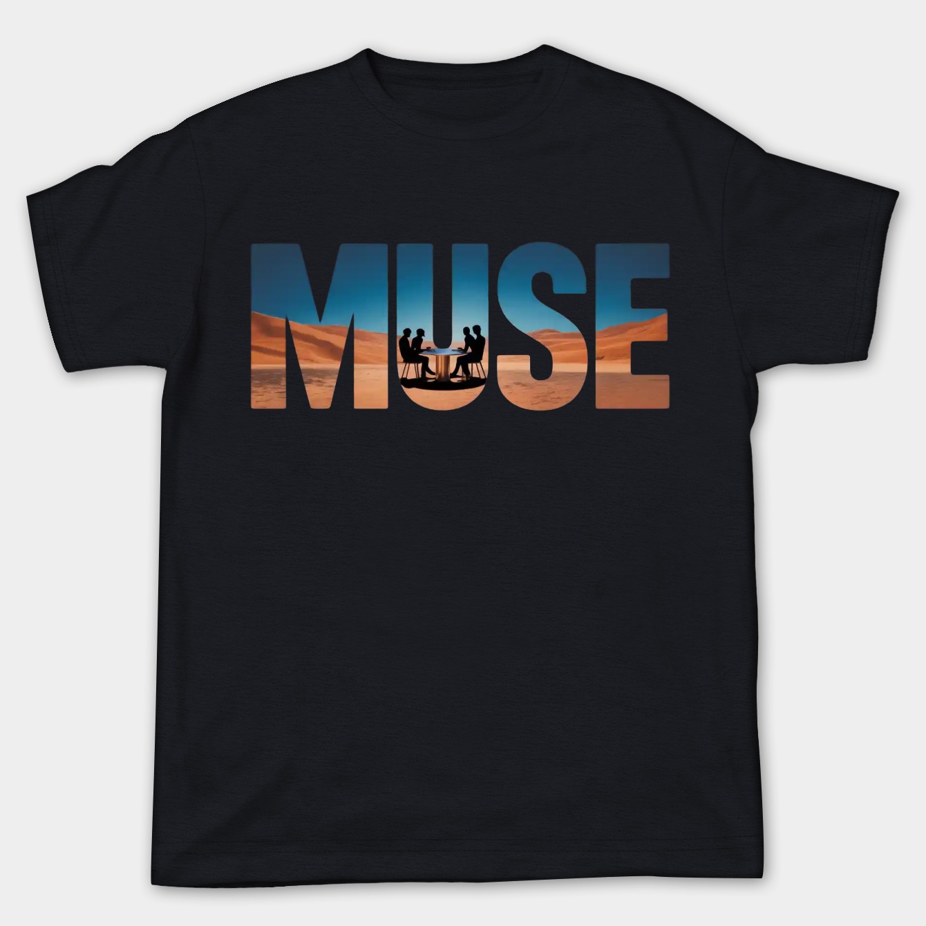 MUSE logo with sunset background