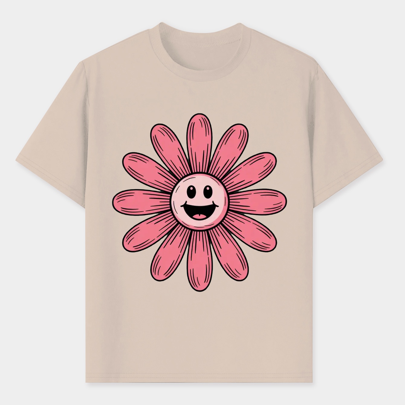 Pink Daisy with a Face Men's T-Shirt