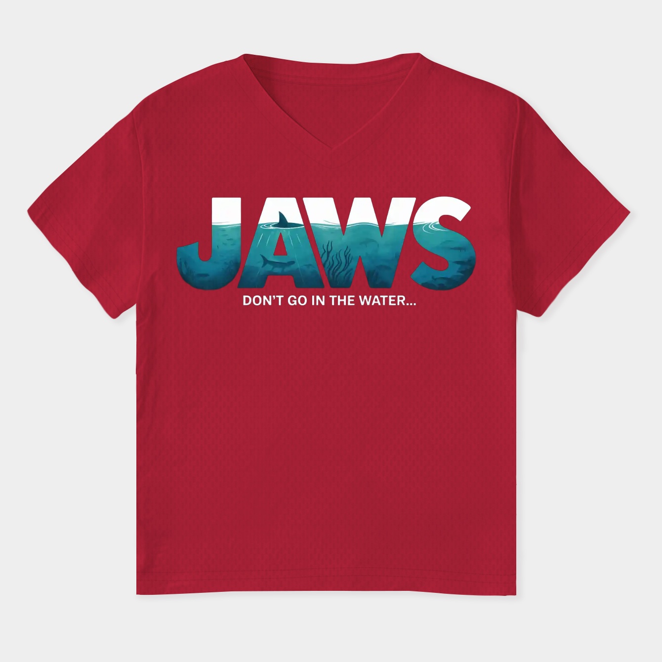 Jaws Script Ocean Imagery Women's Plus Size V-Neck T-Shirt
