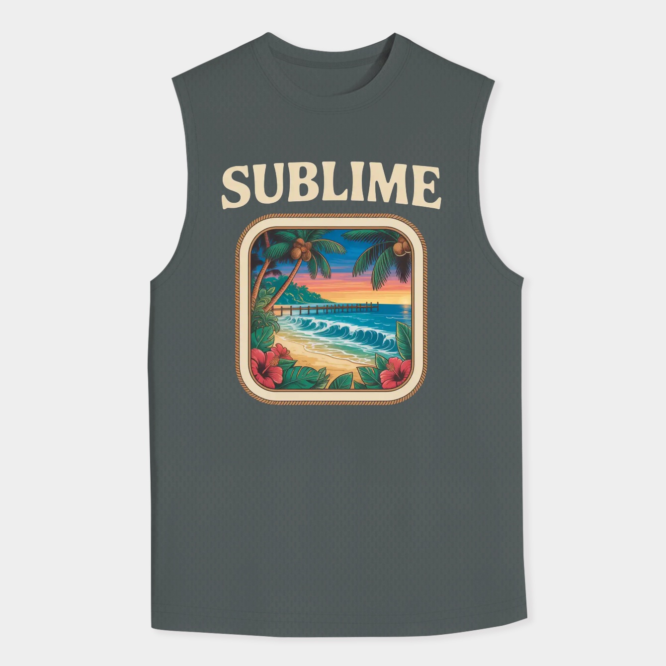 Cream Frame Long Beach Men's Tank Top