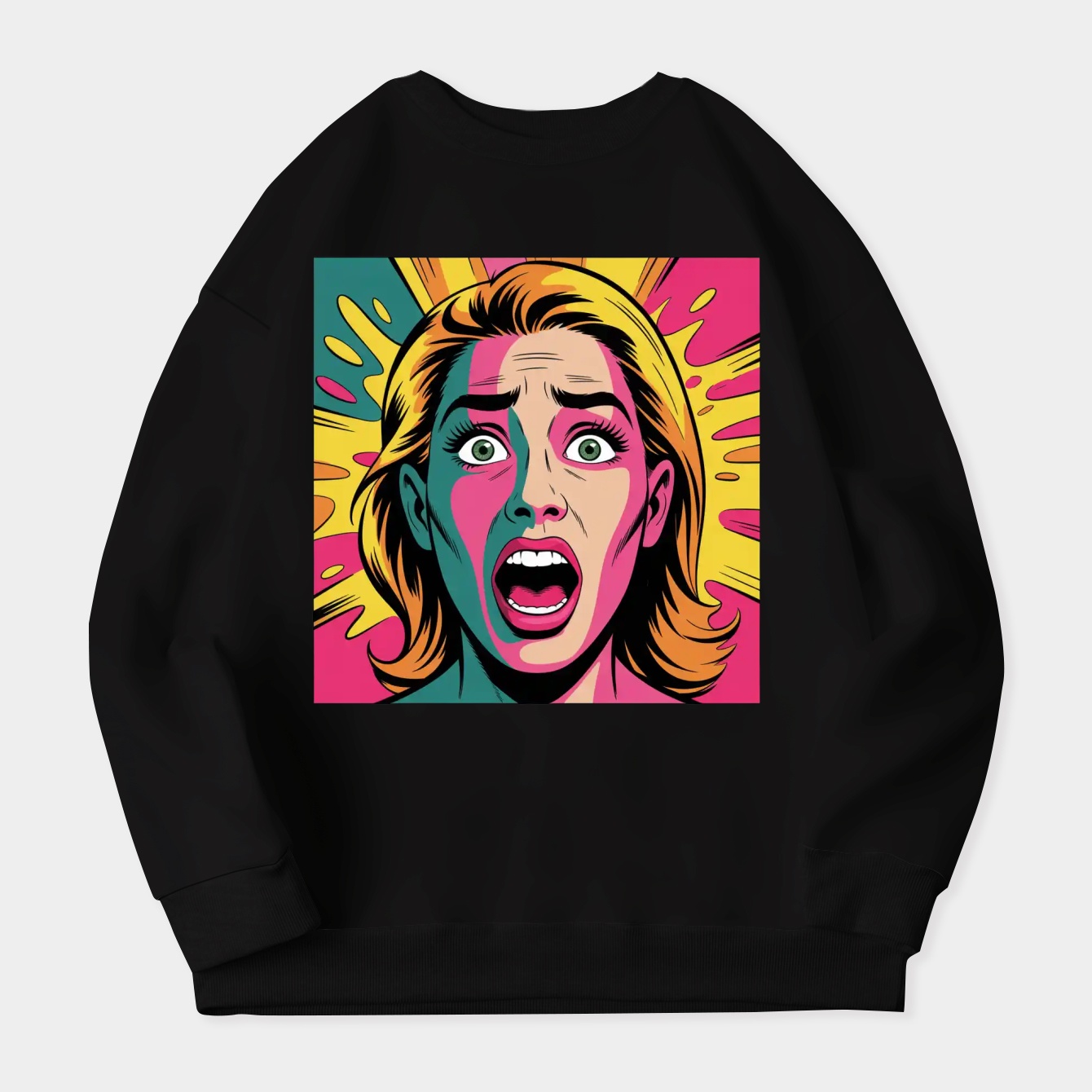 Woman face screaming pop art