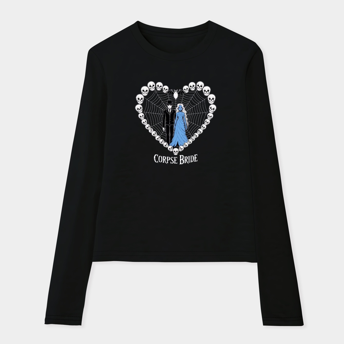 Corpse Bride Spiderweb Heart Portrait Women's Soft Long Sleeve T-Shirt