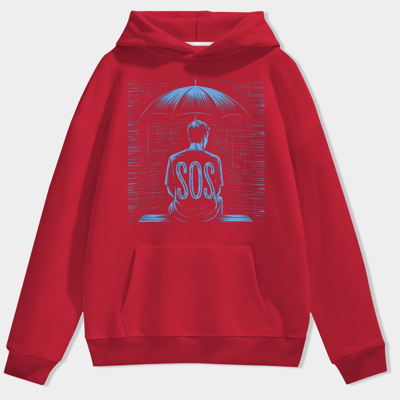 Blue SOS Drawing Men's Hoodie
