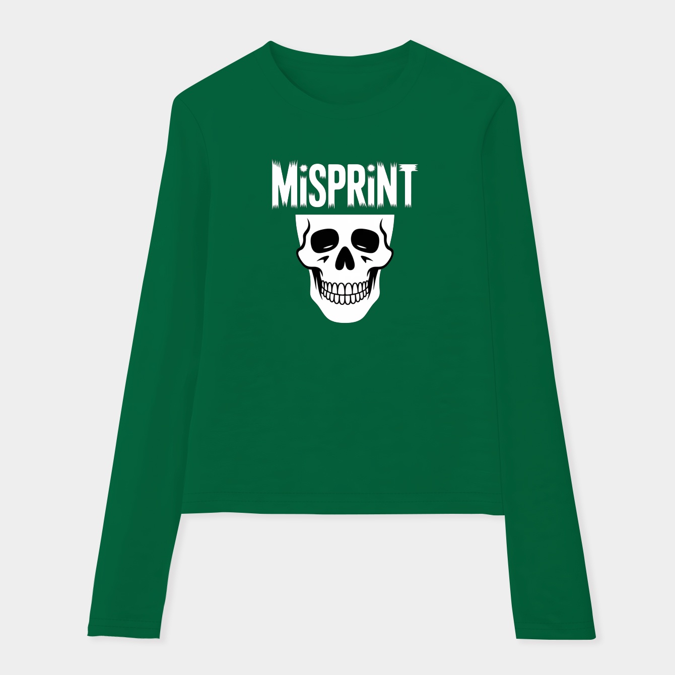 Misprint Skull Face Design Women's Soft Long Sleeve T-Shirt