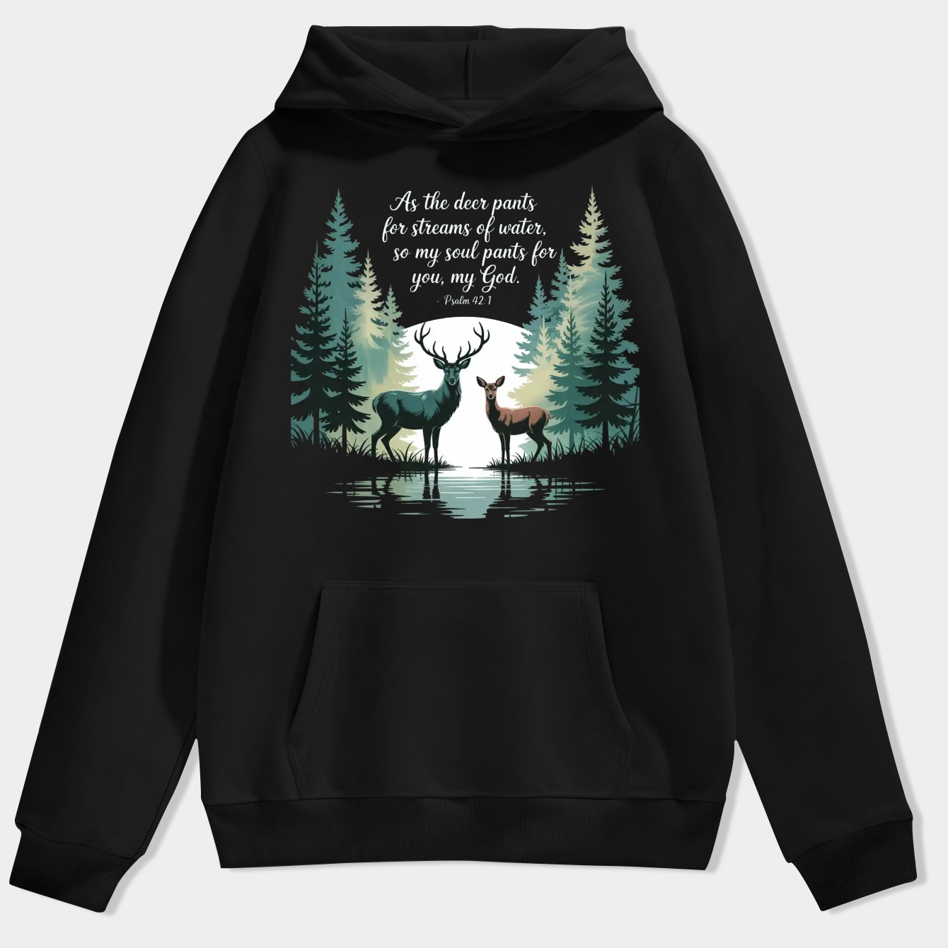 Psalm 42:1 Forest Deer Scripture Men's Hoodie