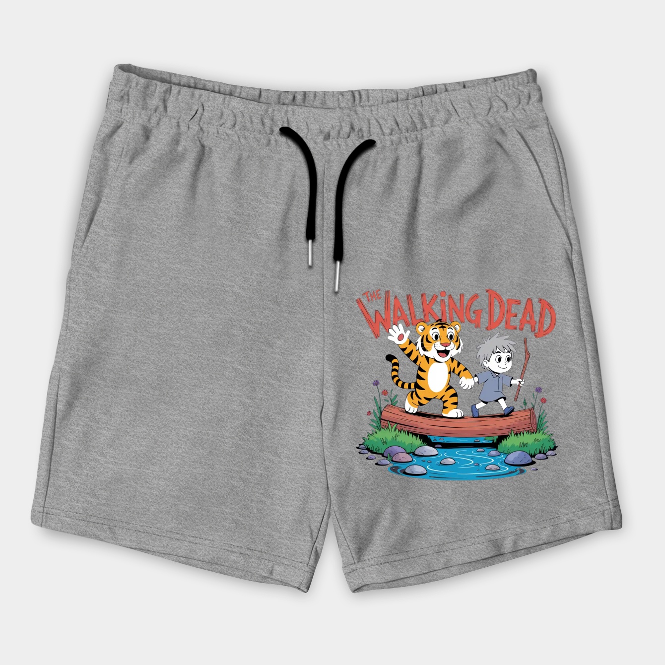 Calvin and Hobbes The Walking Dead in Color Men's Shorts