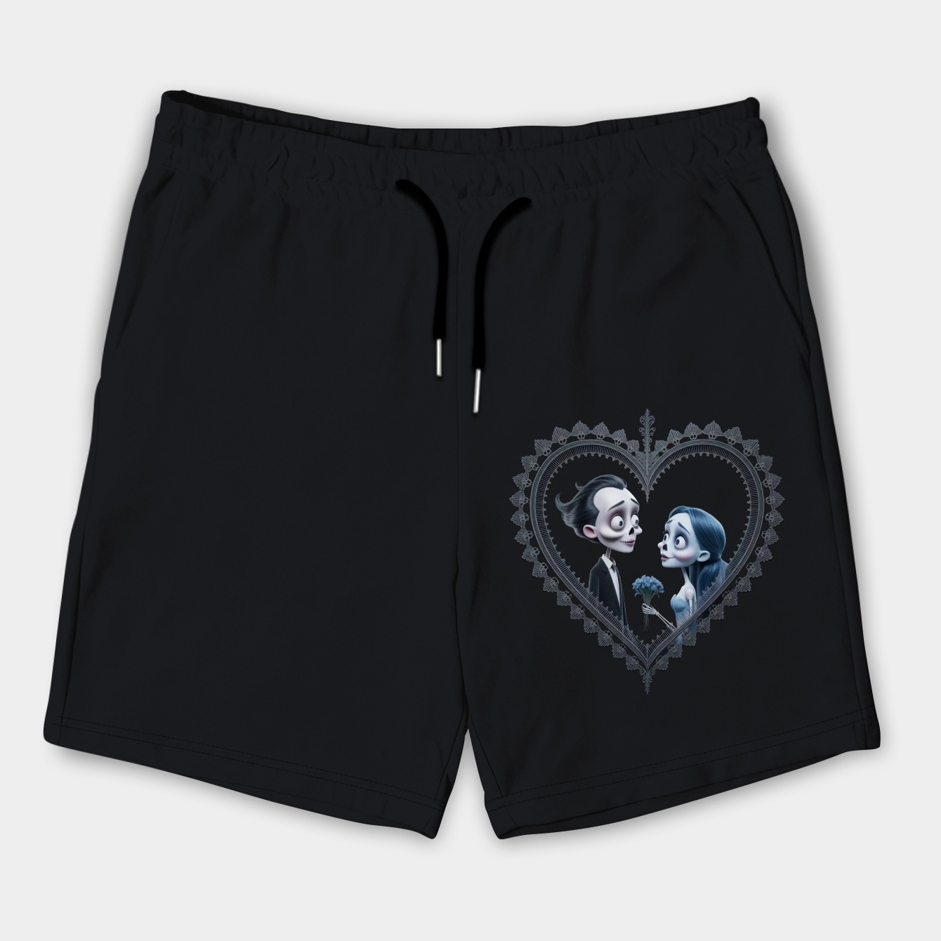 Corpse bride goth heart frame wedding Men's Shorts