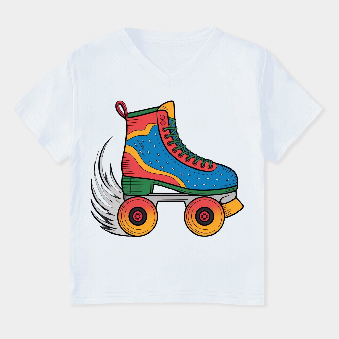 Roller Skate in Motion Women's Plus Size V-Neck T-Shirt