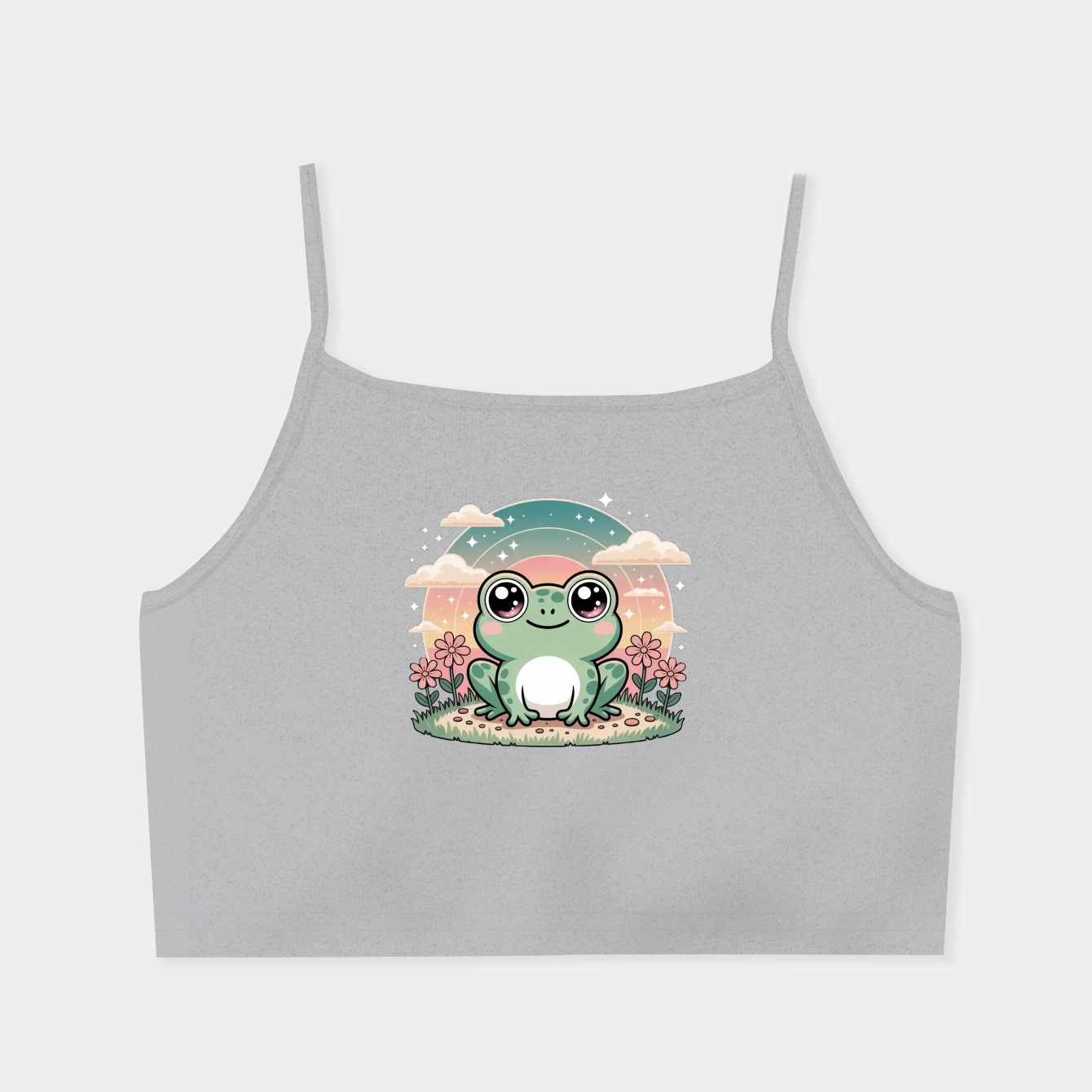 Cute Kawaii Frog, Retro Sunset