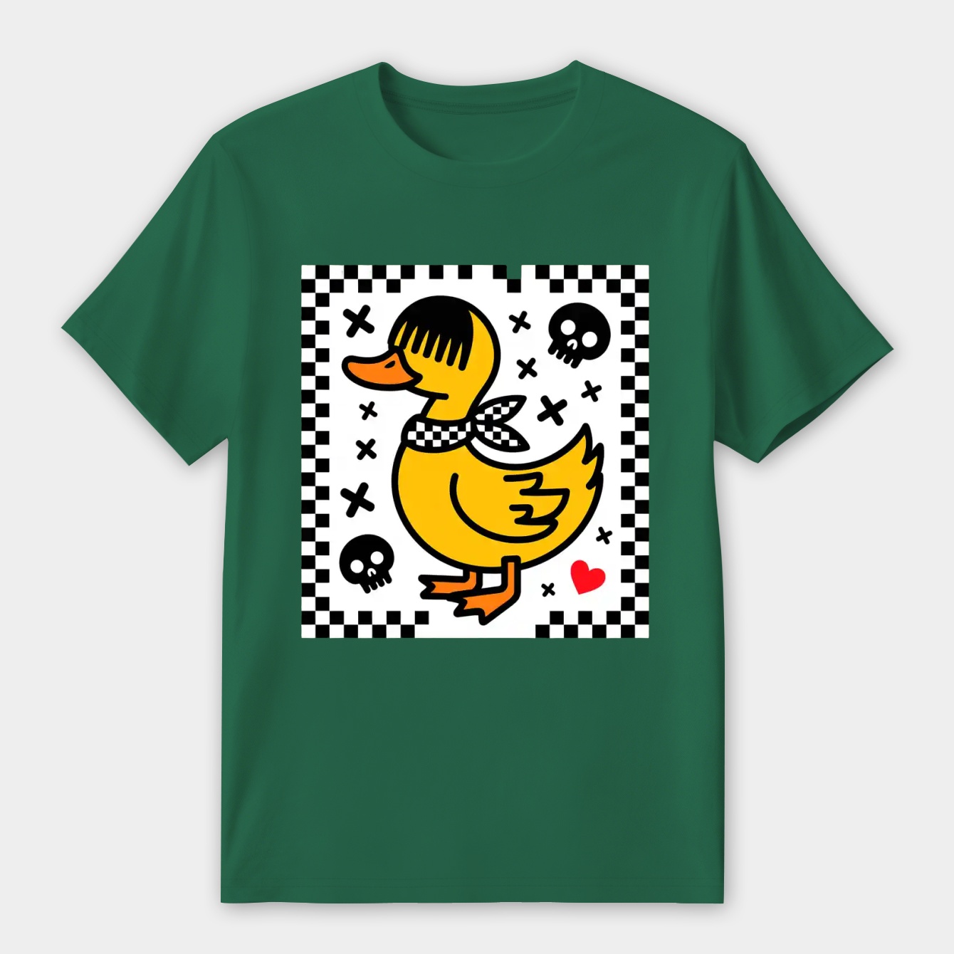 Emo Duck with Checkered Border Women's Premium Soft T-Shirt