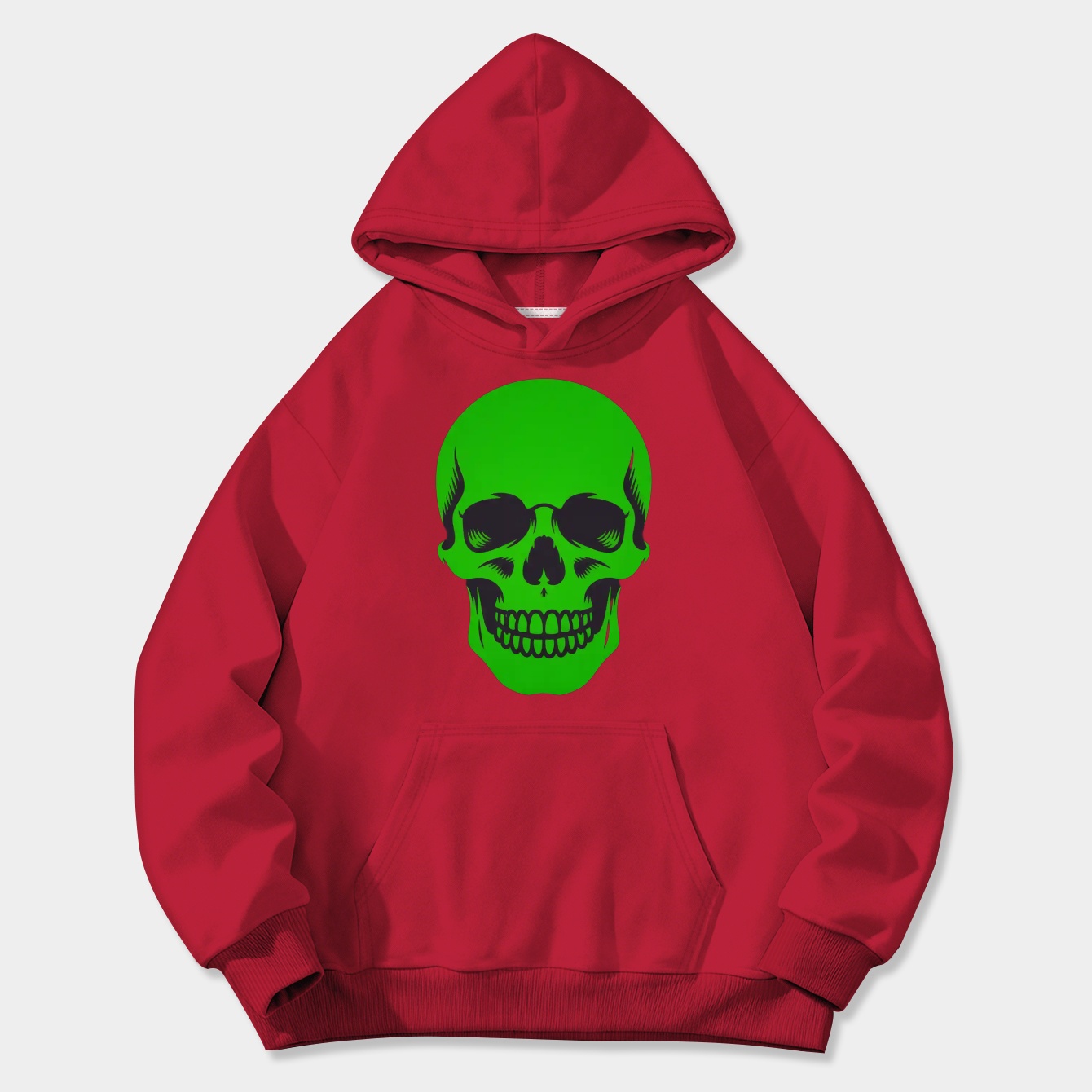 Crimson Ghost Green Solid Skull Women's Plus Size Hoodie