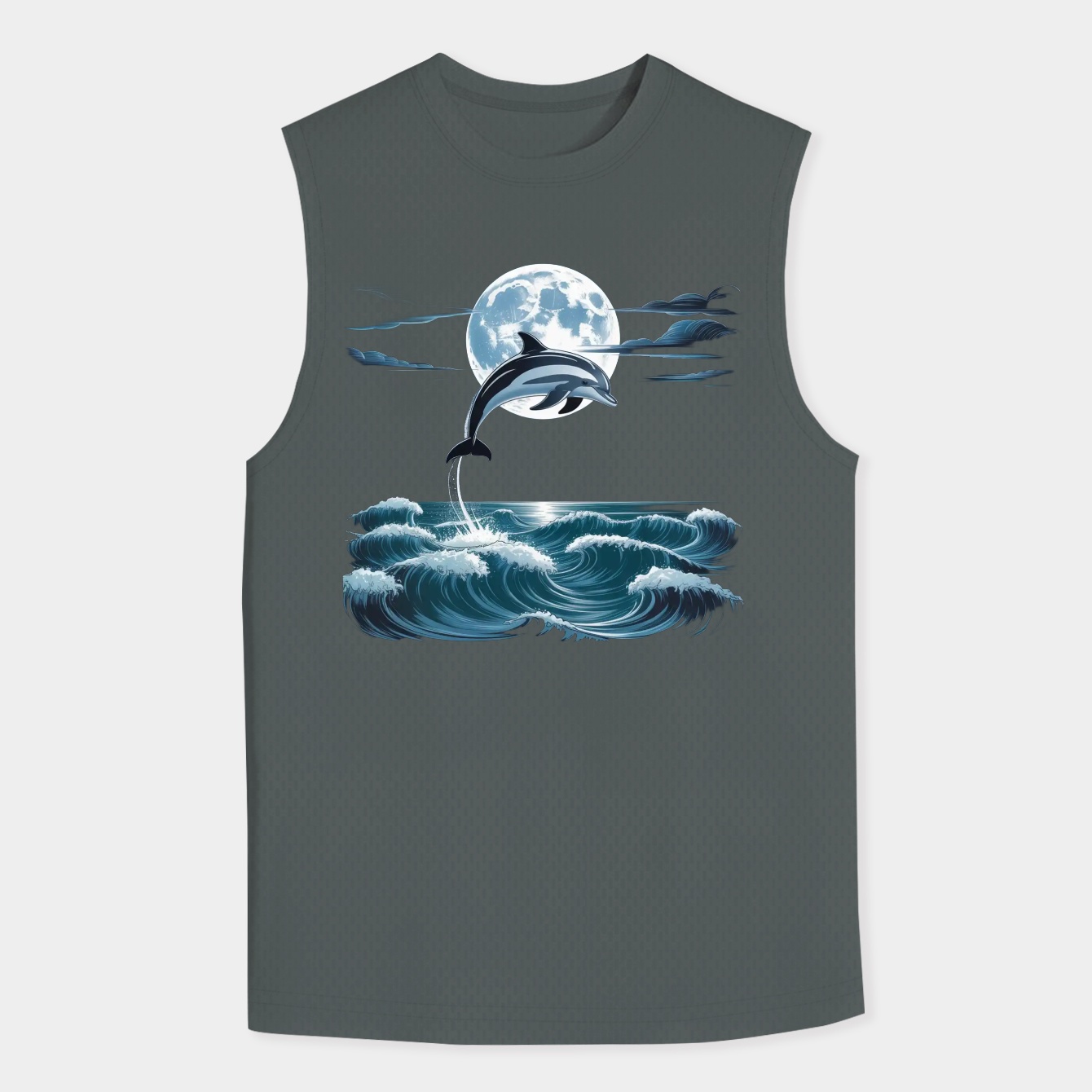 night time jumping dolphin Men's Big & Tall Tank Top