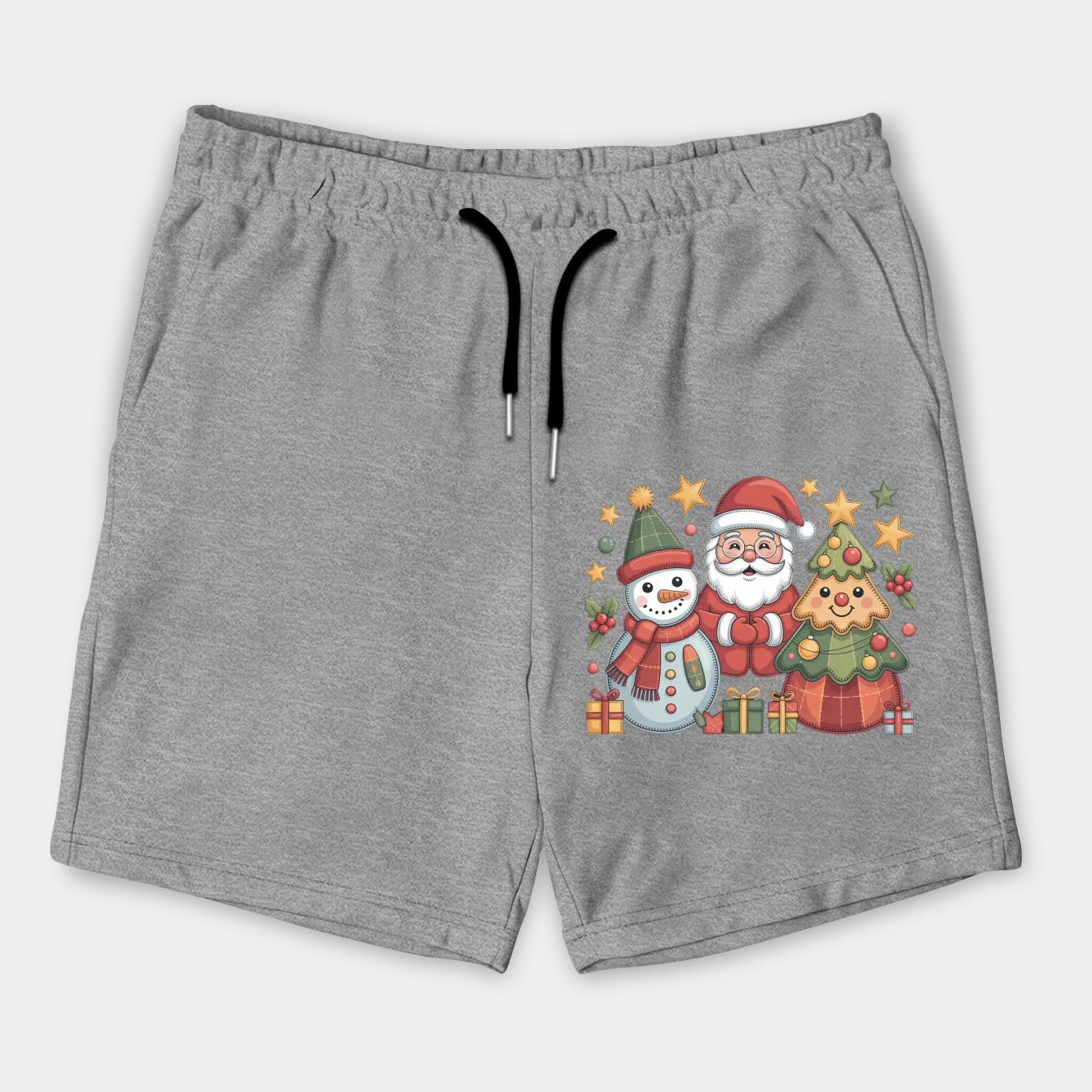 Snowman Santa Tree Patchwork Christmas Men's Shorts