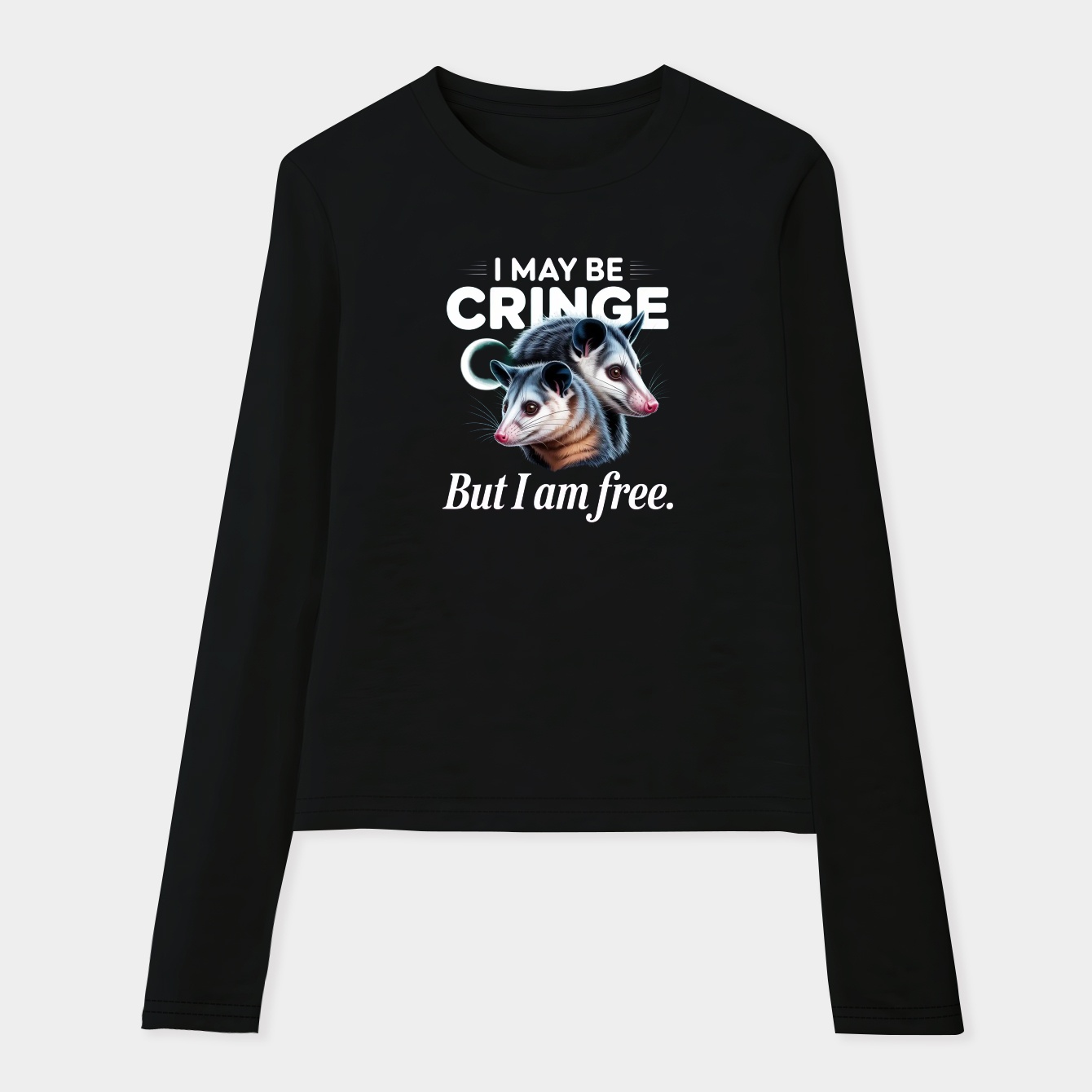 Cringe Possum Meme Women's Soft Long Sleeve T-Shirt