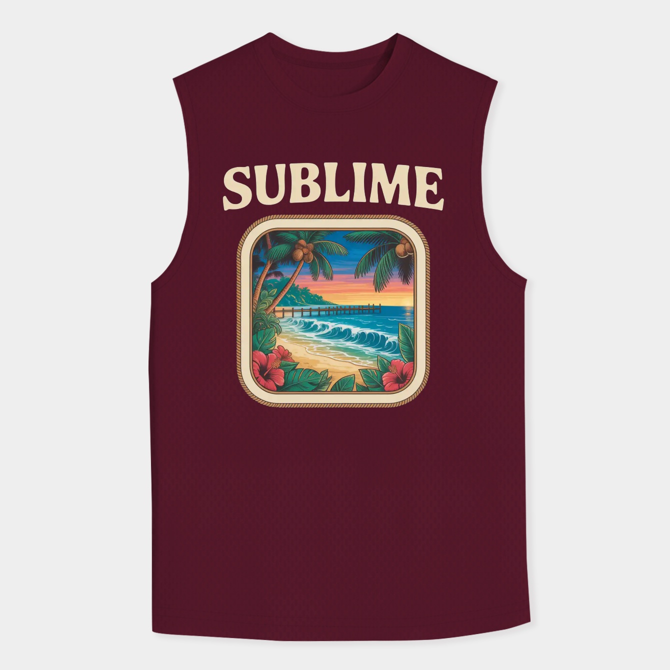 Cream Frame Long Beach Men's Big & Tall Tank Top