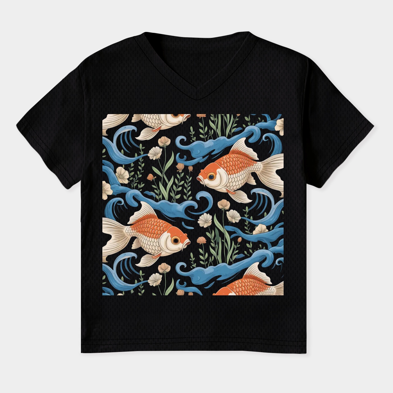 Gold Fish Pattern Women's Plus Size V-Neck T-Shirt
