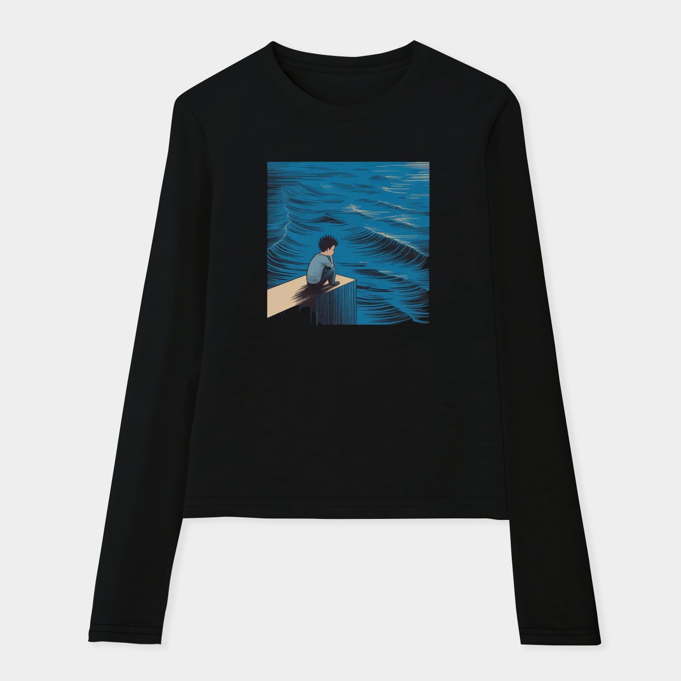 Goku on a Beach Women's Soft Long Sleeve T-Shirt