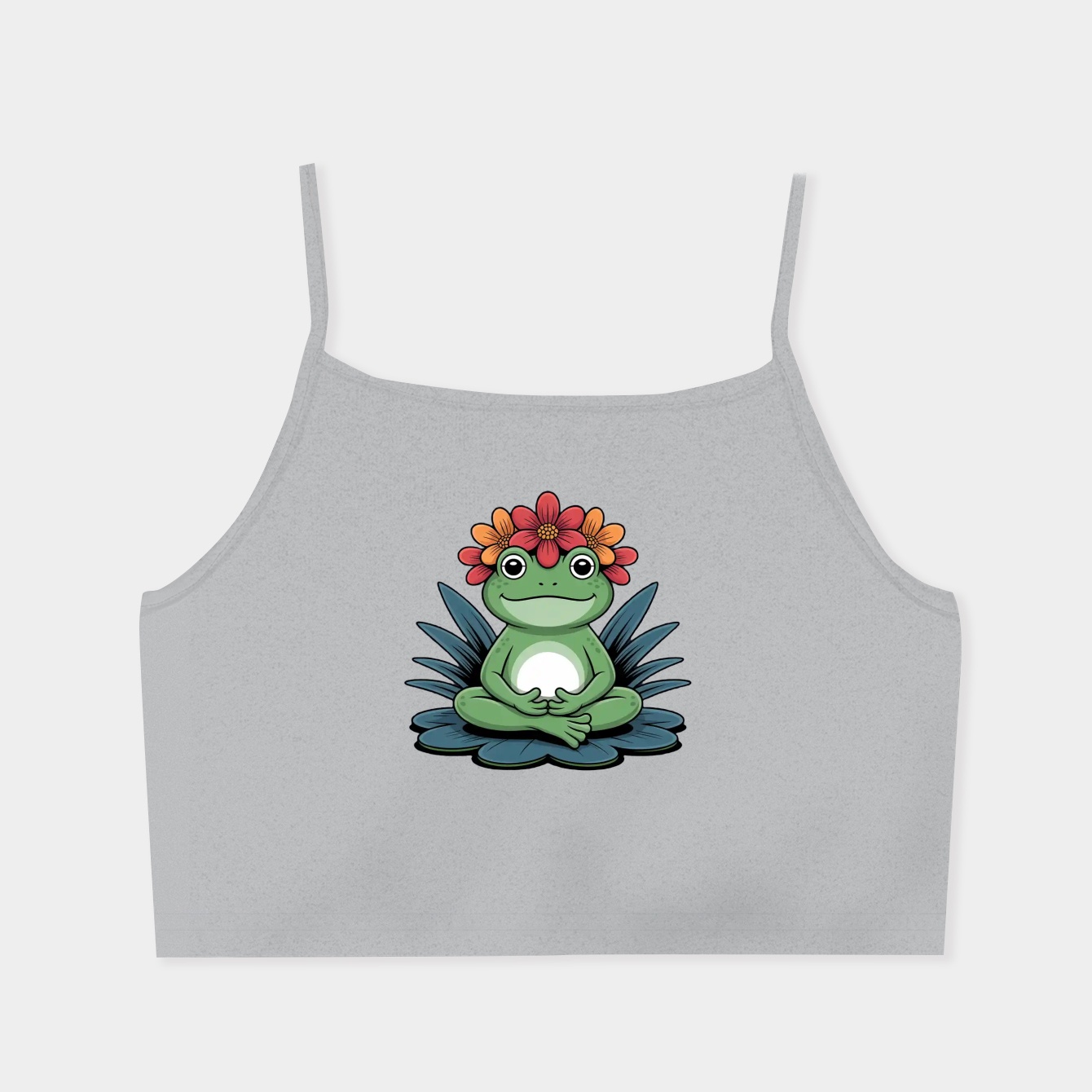 Cool Flower-Crowned Frog Butt Women's  Spaghetti Strap Tank Top
