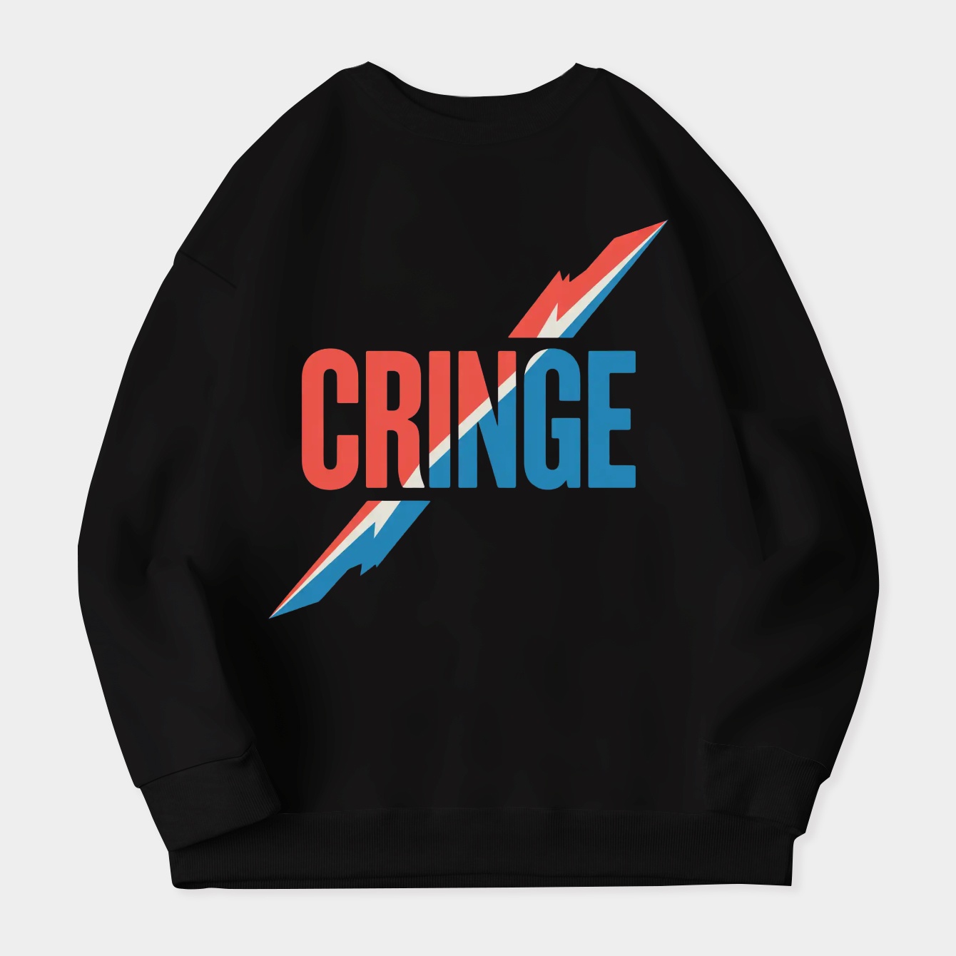 CRINGE Split Color Design Women's Crewneck Sweatshirt
