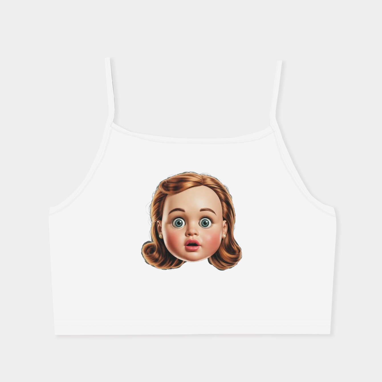 Funny Disgusting Doll face Meme Women's Spaghetti Strap Tank Top