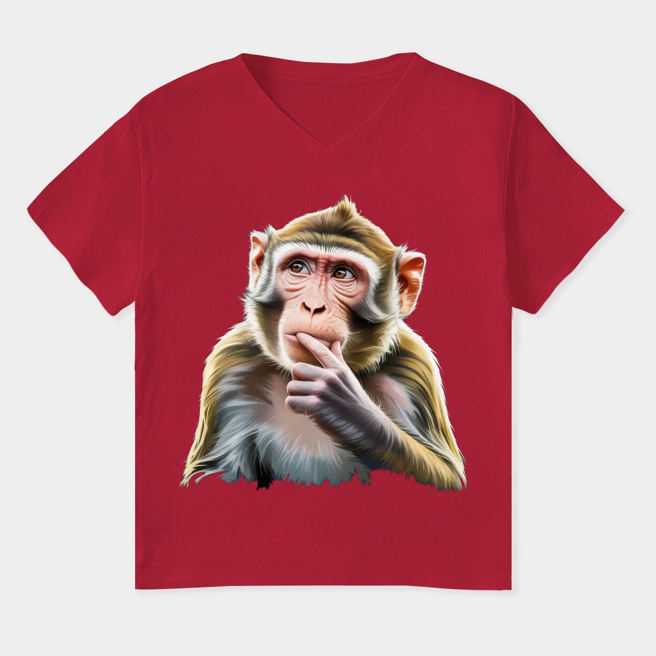 Thinking Monkey Confused Expression Meme Style Portrait Women's Plus Size V-Neck T-Shirt