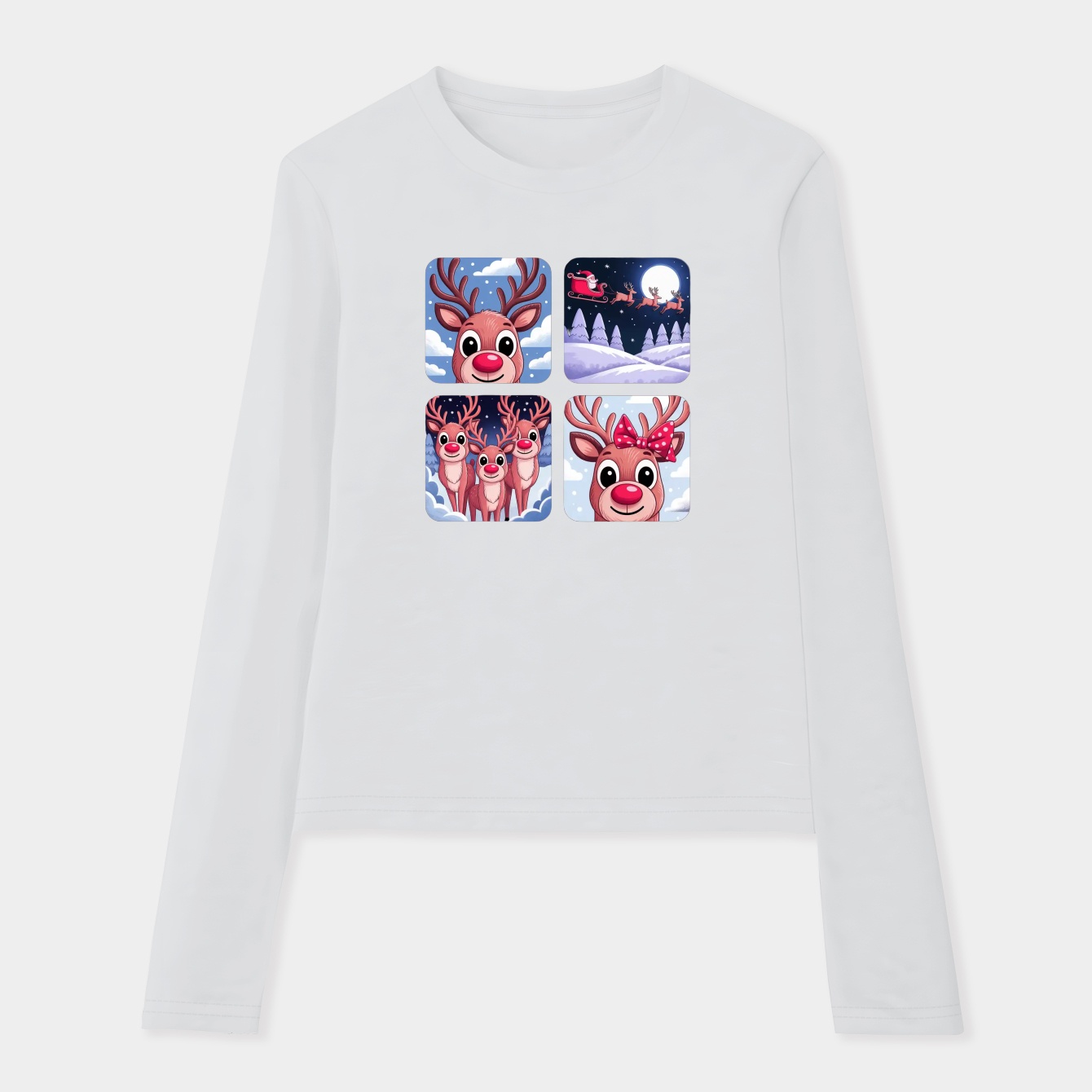 Rudolph Squares Women's Soft Long Sleeve T-Shirt