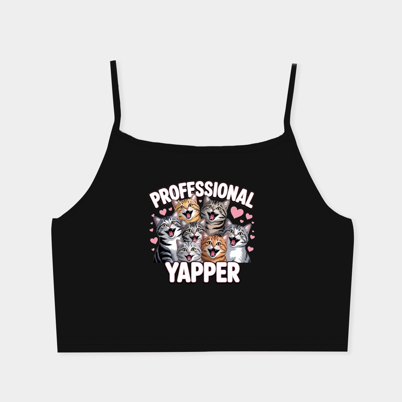 professional yapper funny cat meme Women's  Spaghetti Strap Tank Top