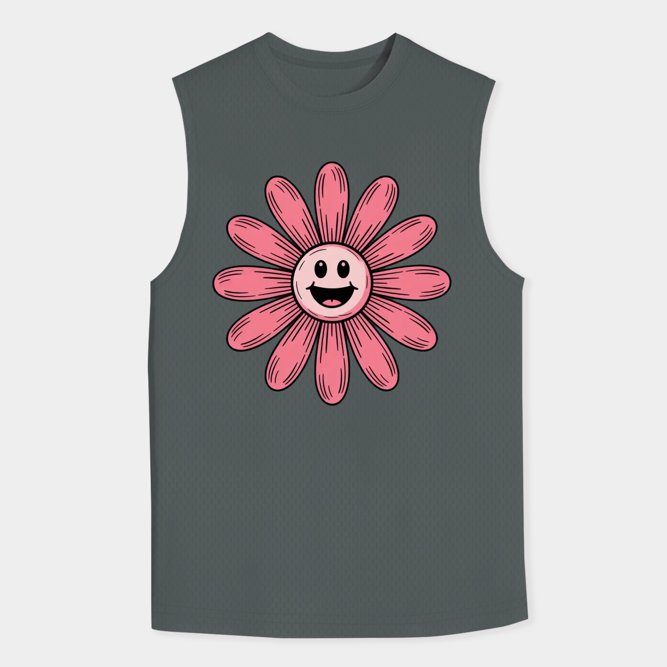 Pink Daisy with a Face Men's Big & Tall Tank Top