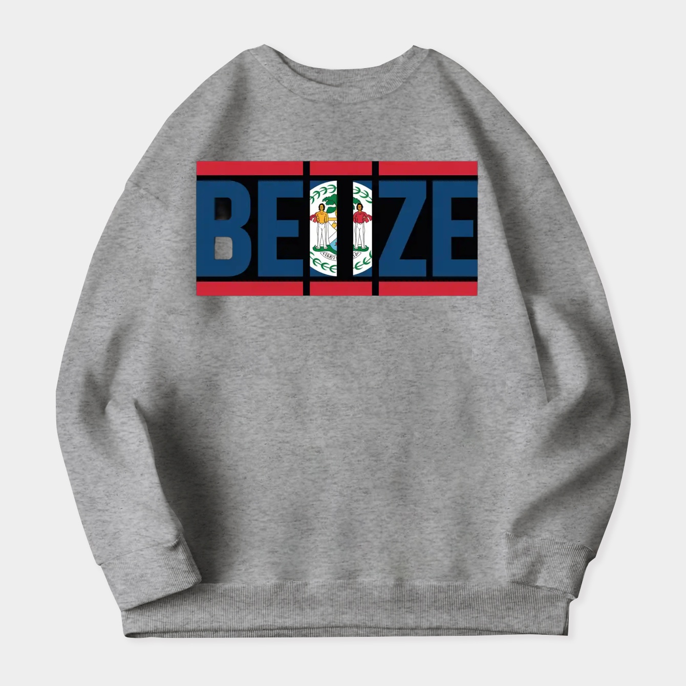 Belize flag stencil Women's Crewneck Sweatshirt