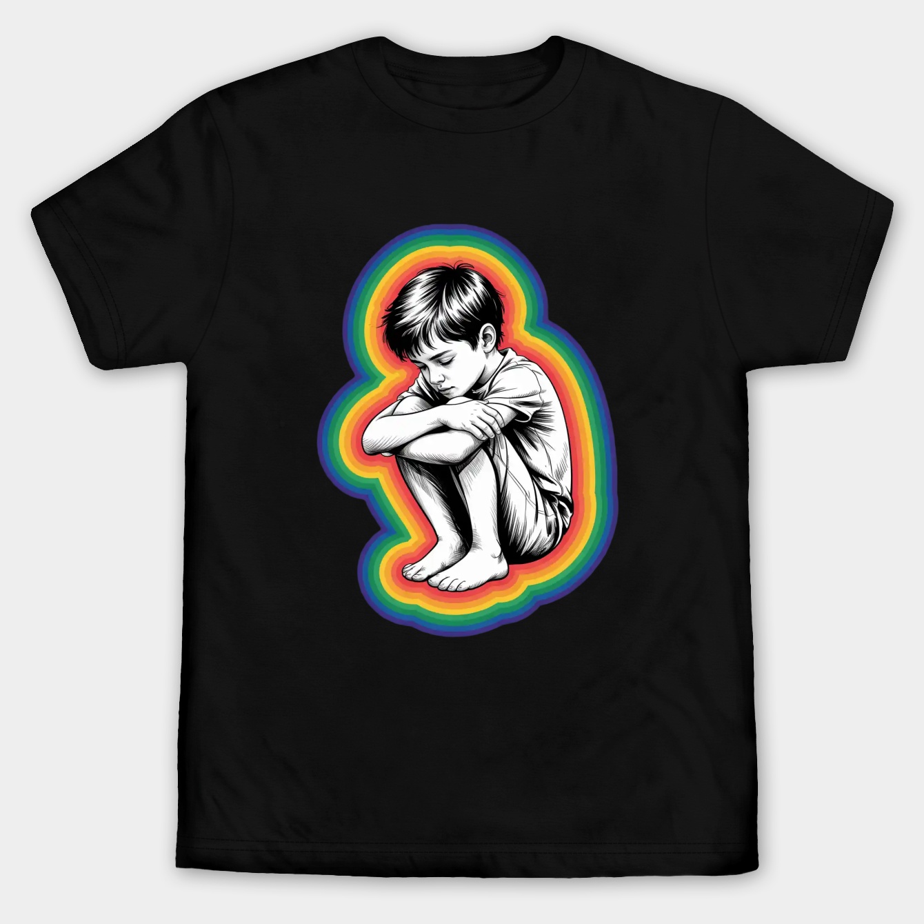 Kid Version Rainbow Outline Men's Big & Tall T-shirt