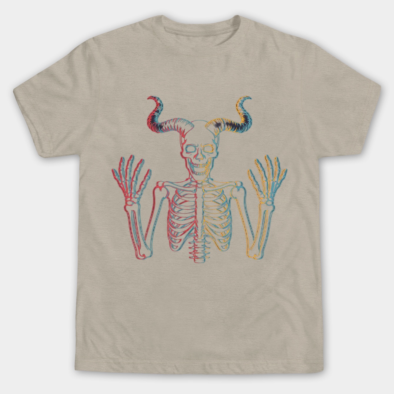 Lich Multicolor Overlapping Skull Men's Big & Tall T-shirt
