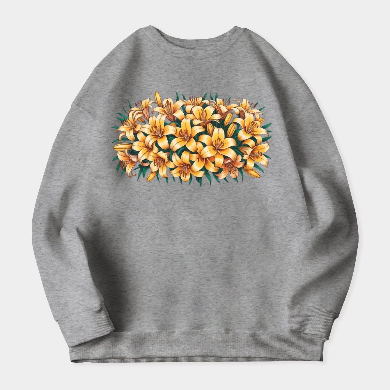Chikage Golden Lily Pattern Women's Crewneck Sweatshirt