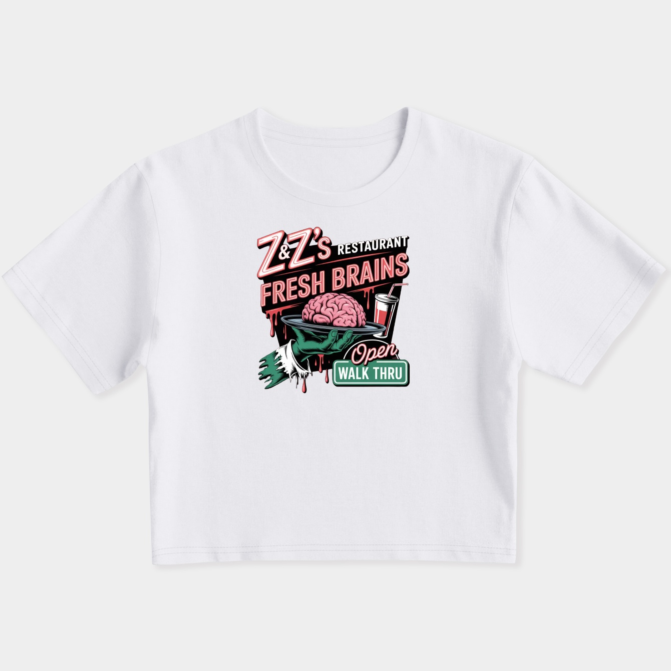 Z&Z's Fresh Brains Open Women's Slim Fit Baby Tee