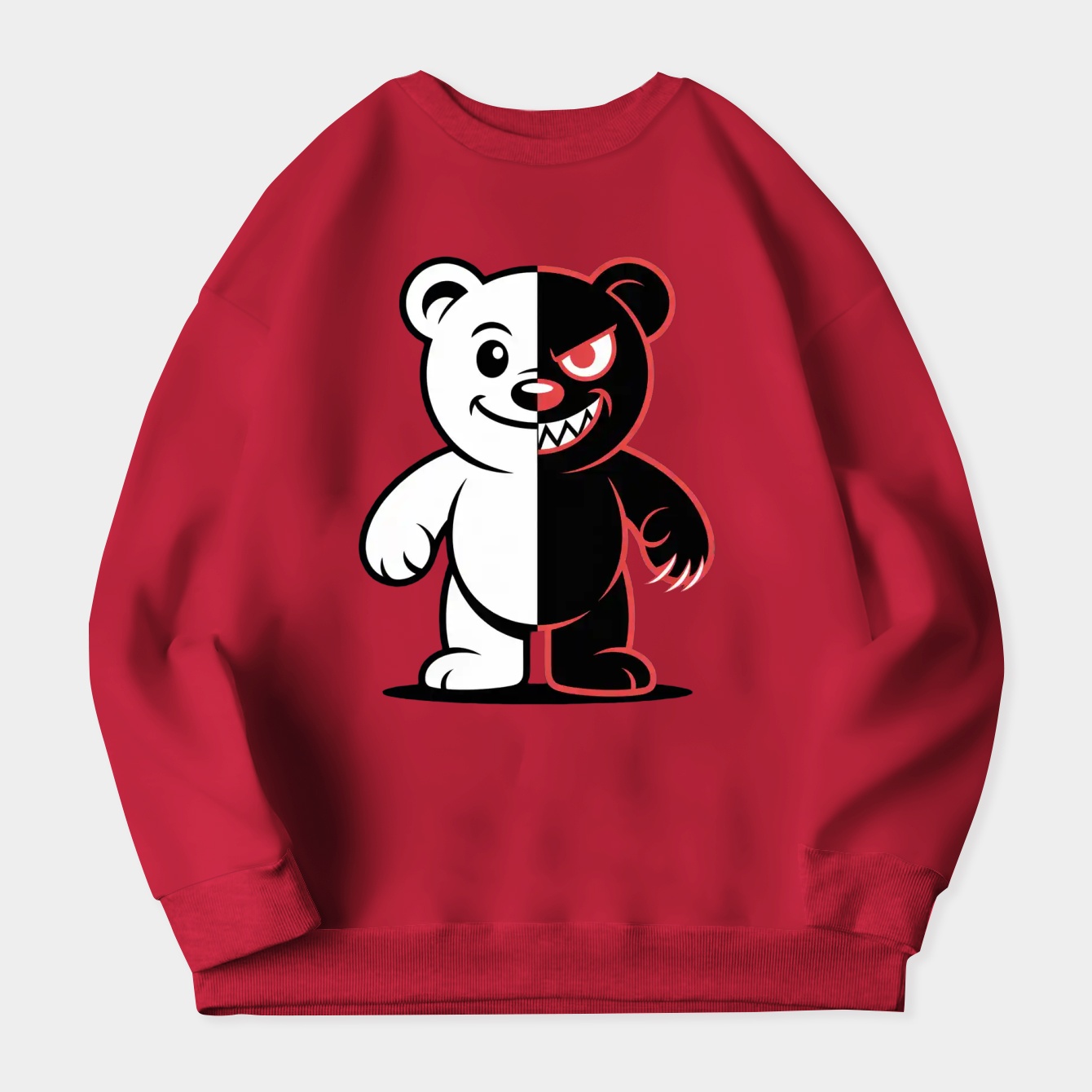 Monokuma Bear Split Design Women's Crewneck Sweatshirt