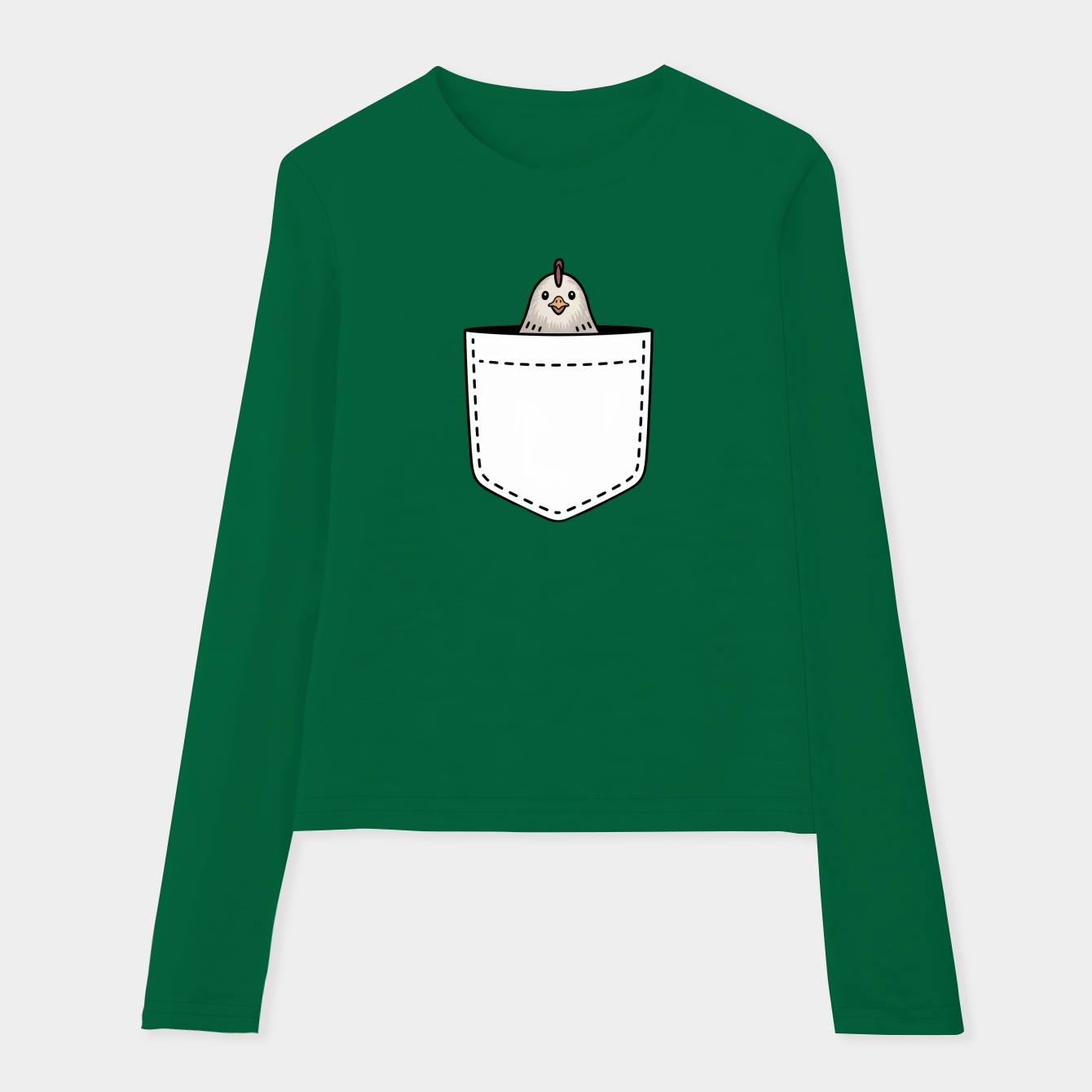 Pocket Bin Chicken Women's Soft Long Sleeve T-Shirt