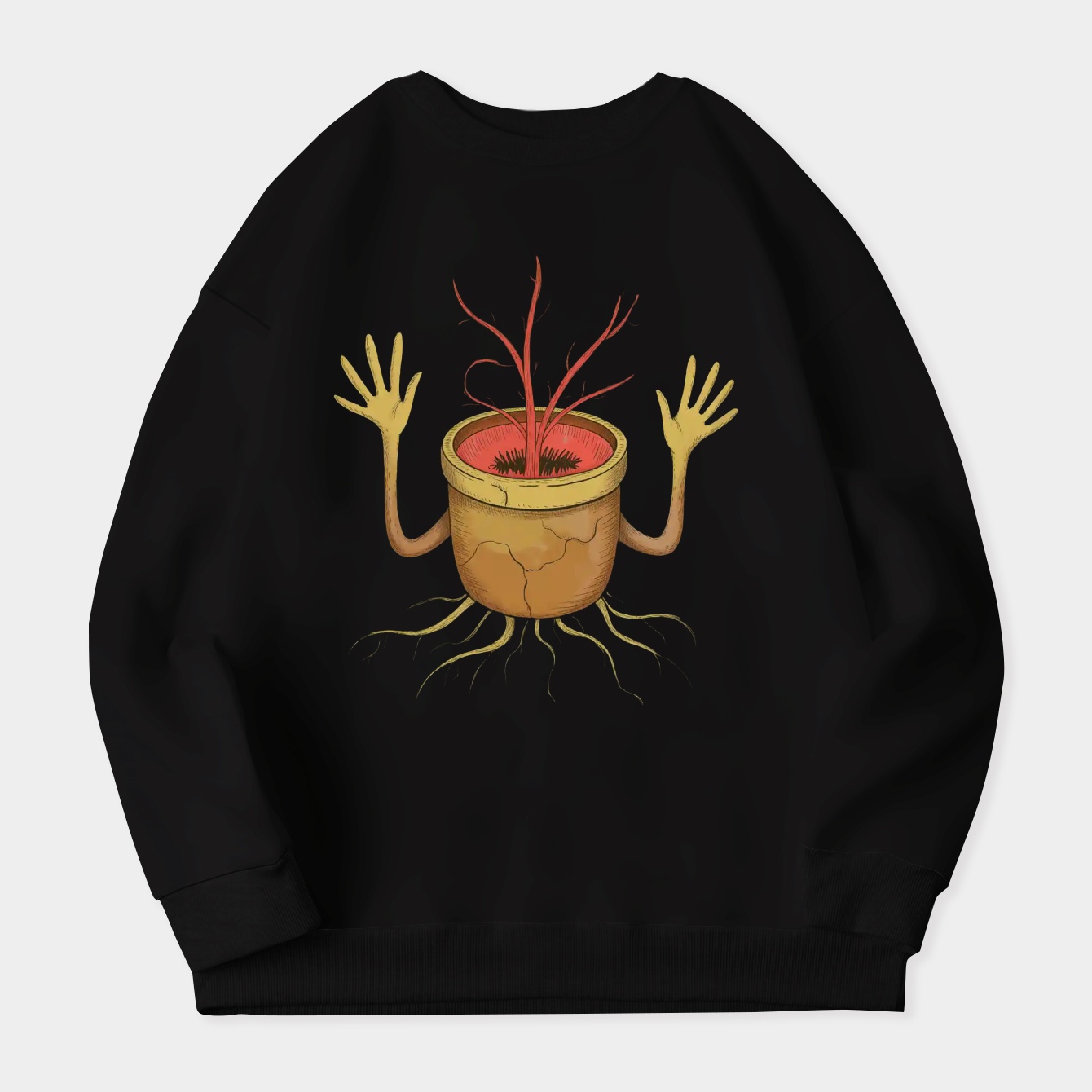 Pot Boy Creature Design Women's Crewneck Sweatshirt
