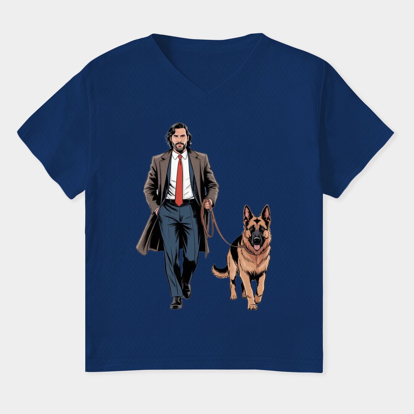 John Wick Walking with a German Shepherd Women's Plus Size V-Neck T-Shirt