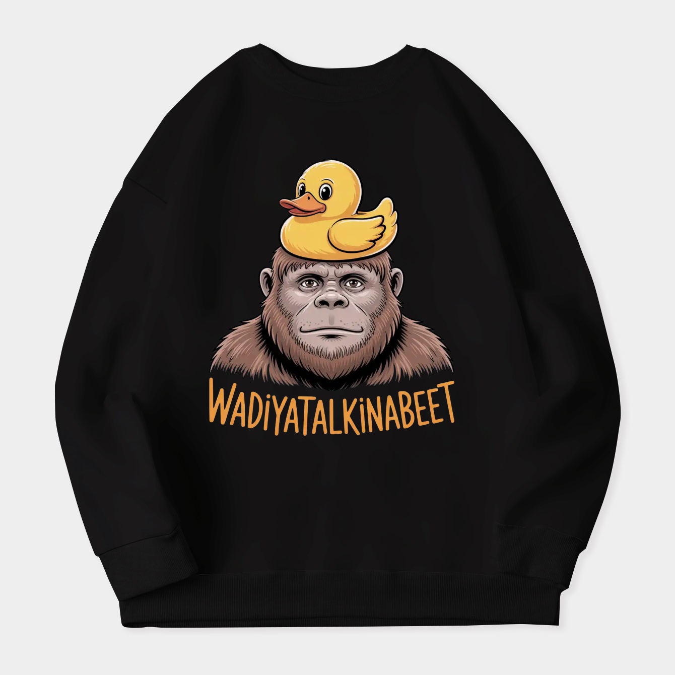 Character with orange hat and catchphrase