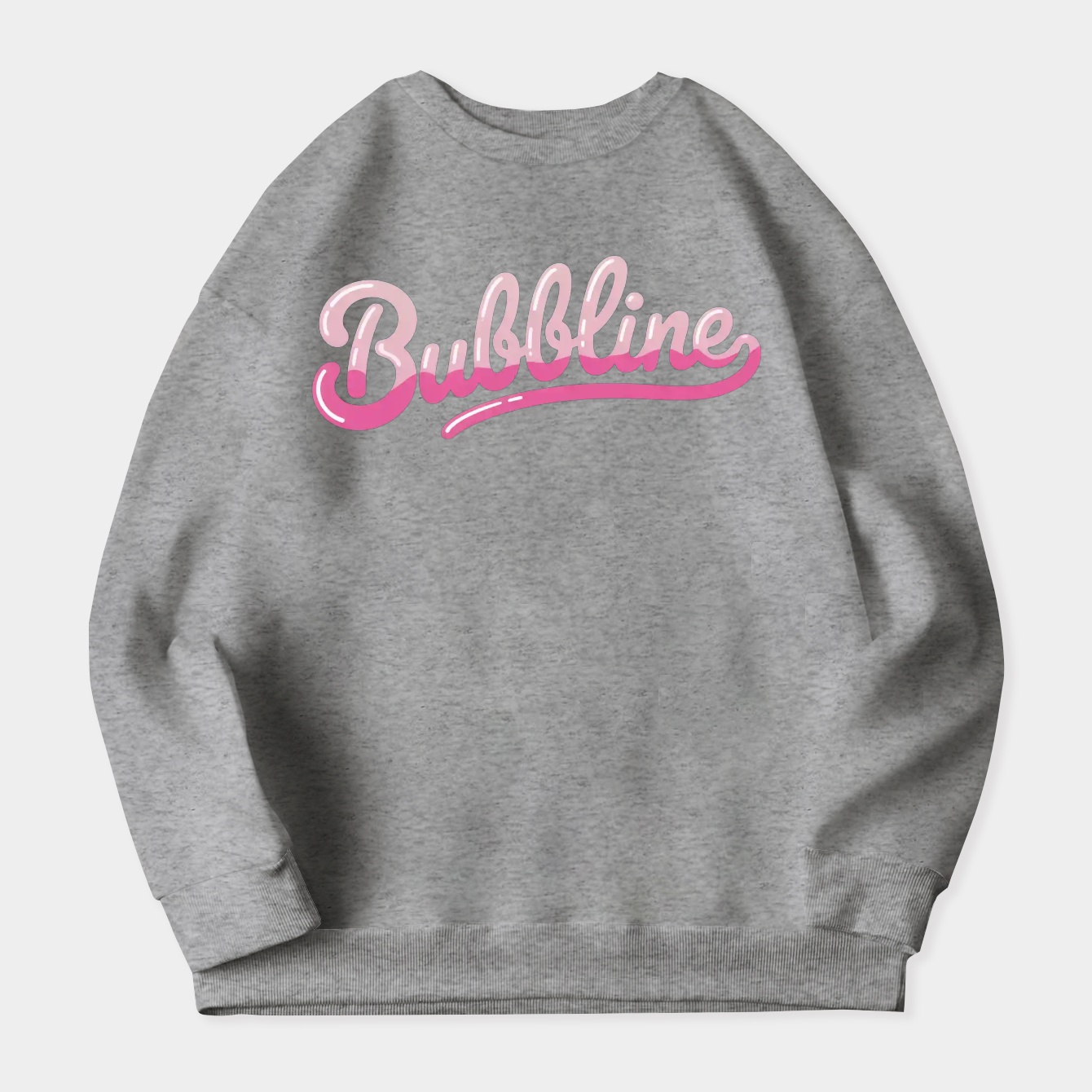 Bubbline Pink Script Design Women's Crewneck Sweatshirt